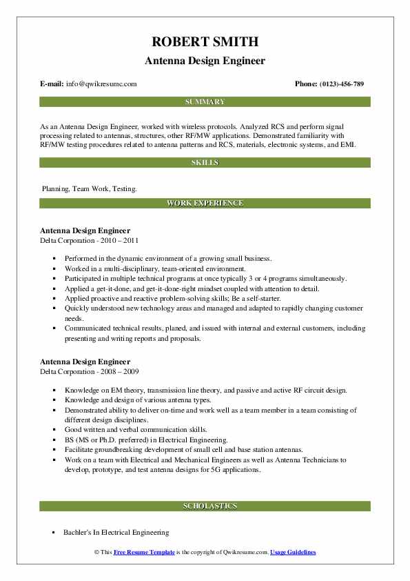 Antenna Design Engineer Resume Samples QwikResume