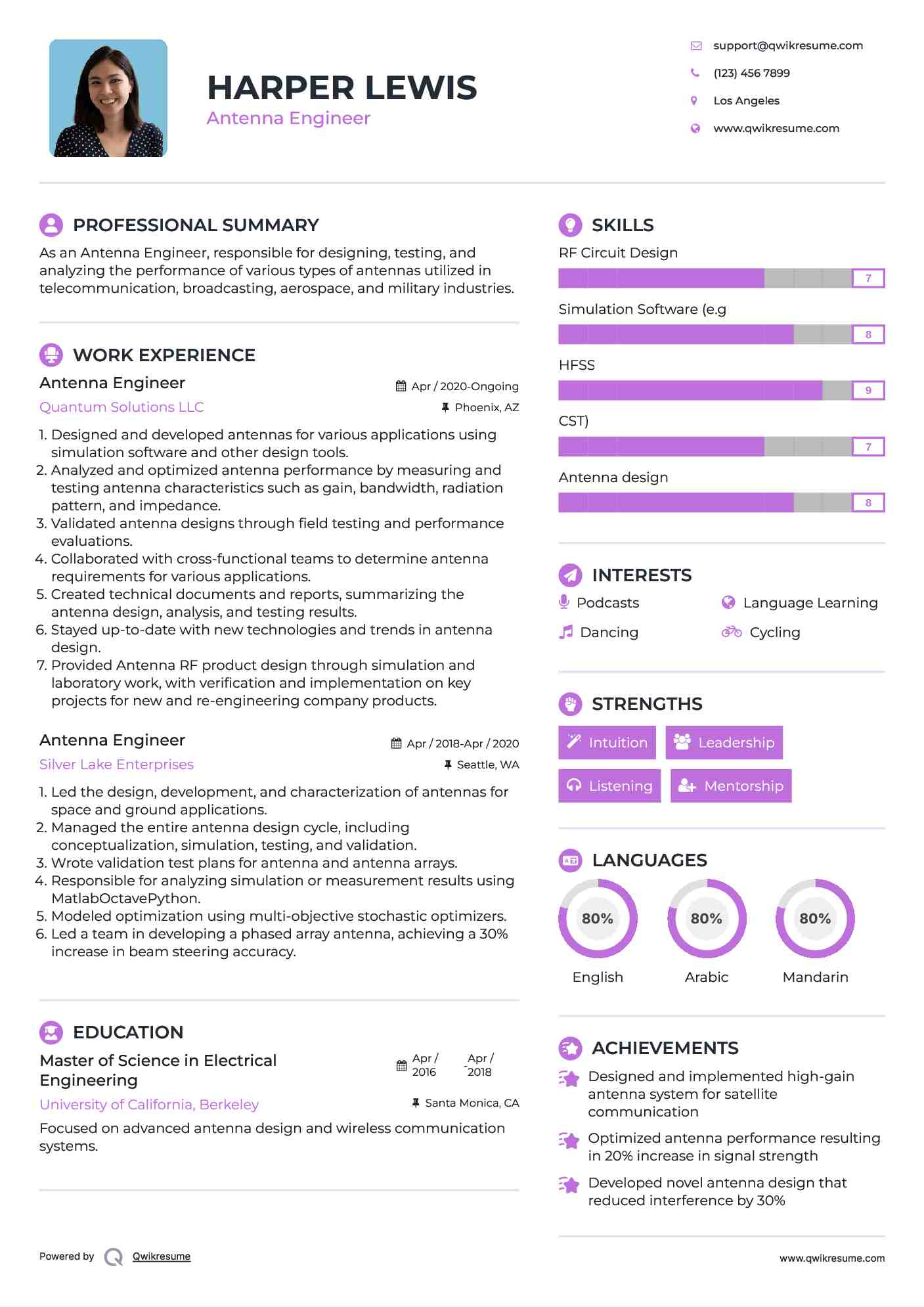 Antenna Engineer Resume Example