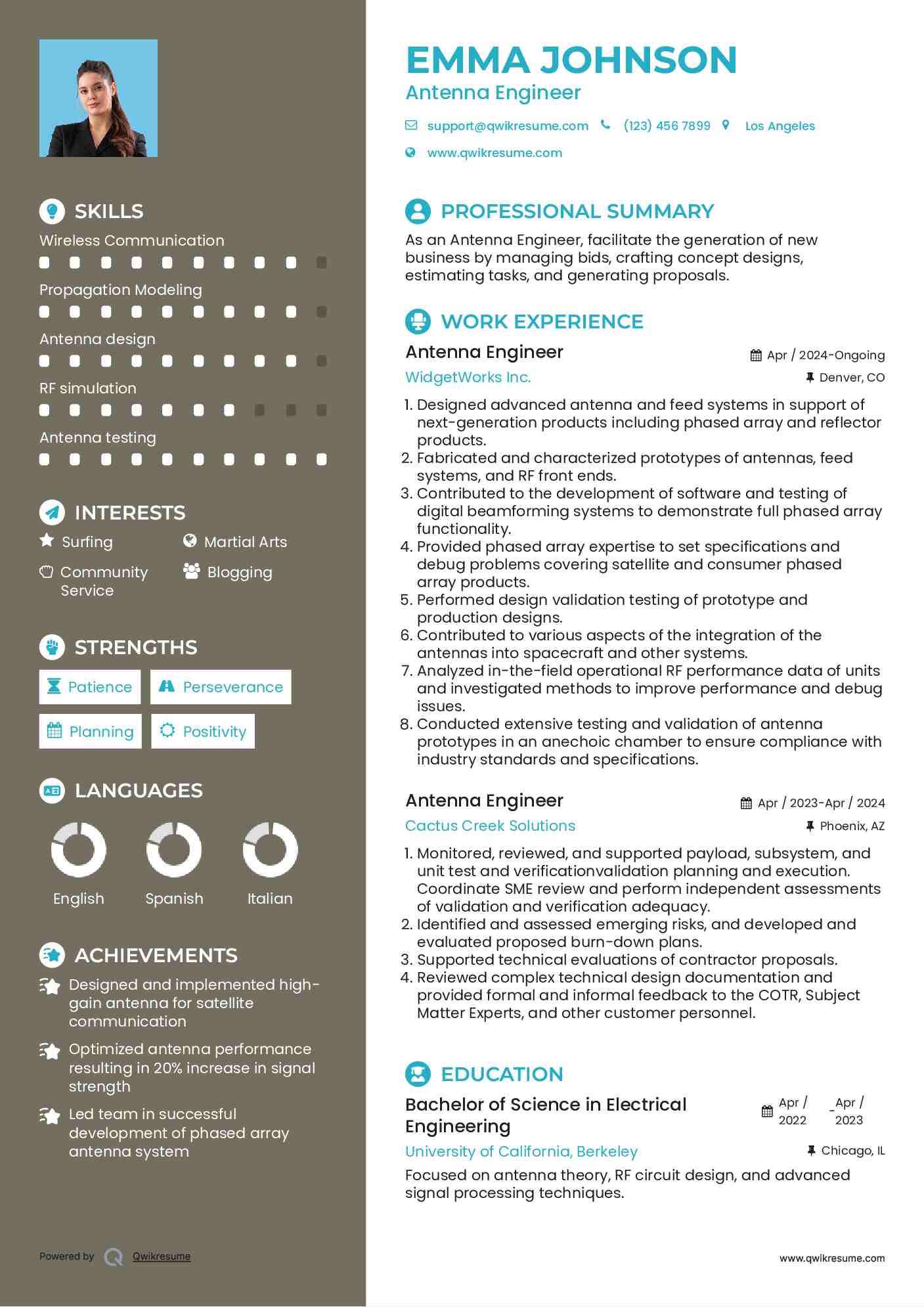 Antenna Engineer Resume Example