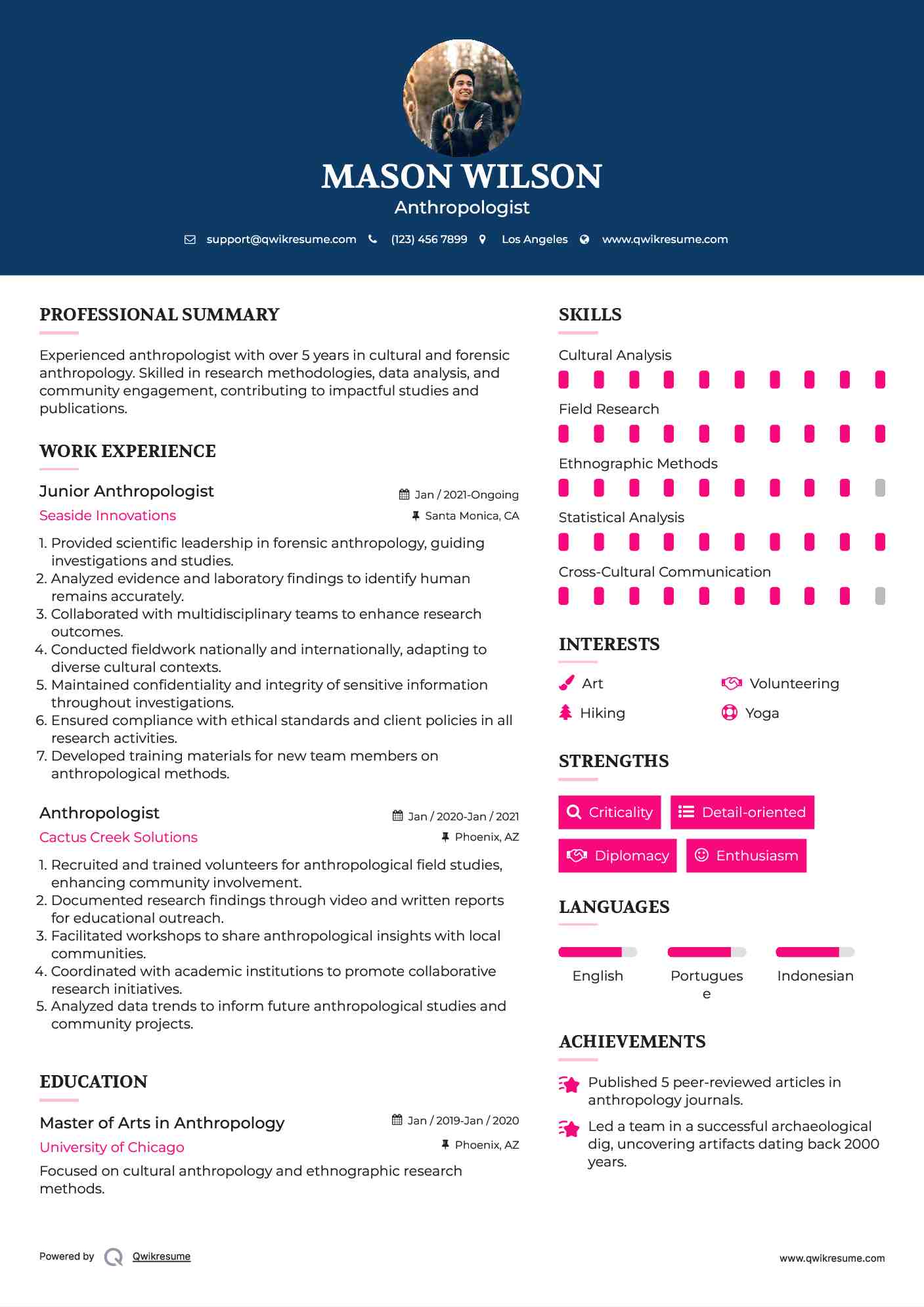 Junior Anthropologist Resume Template