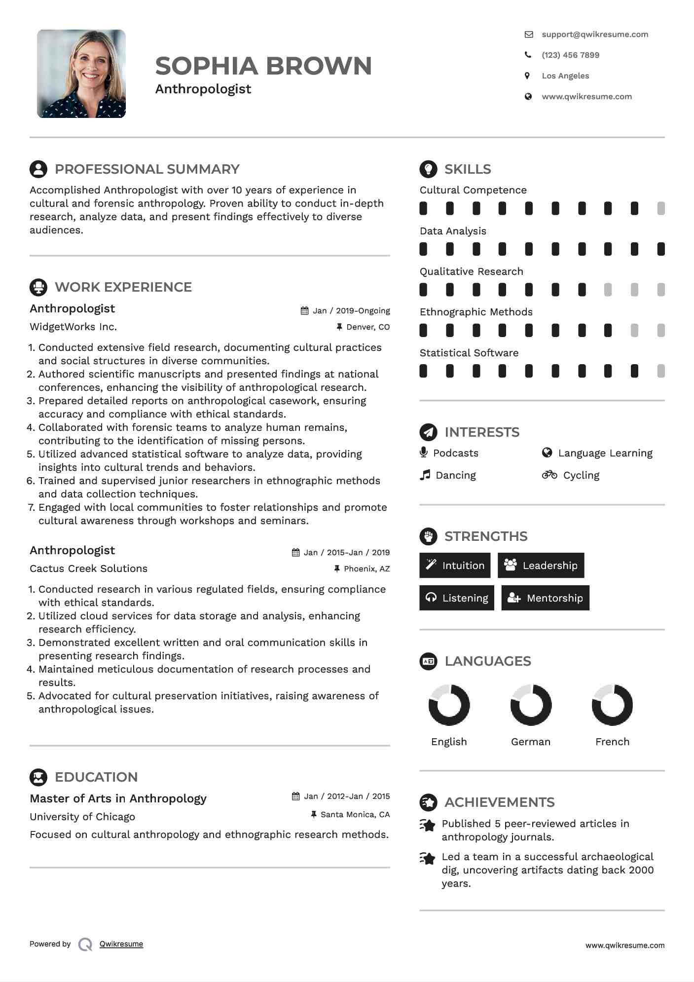 Anthropologist Resume Format