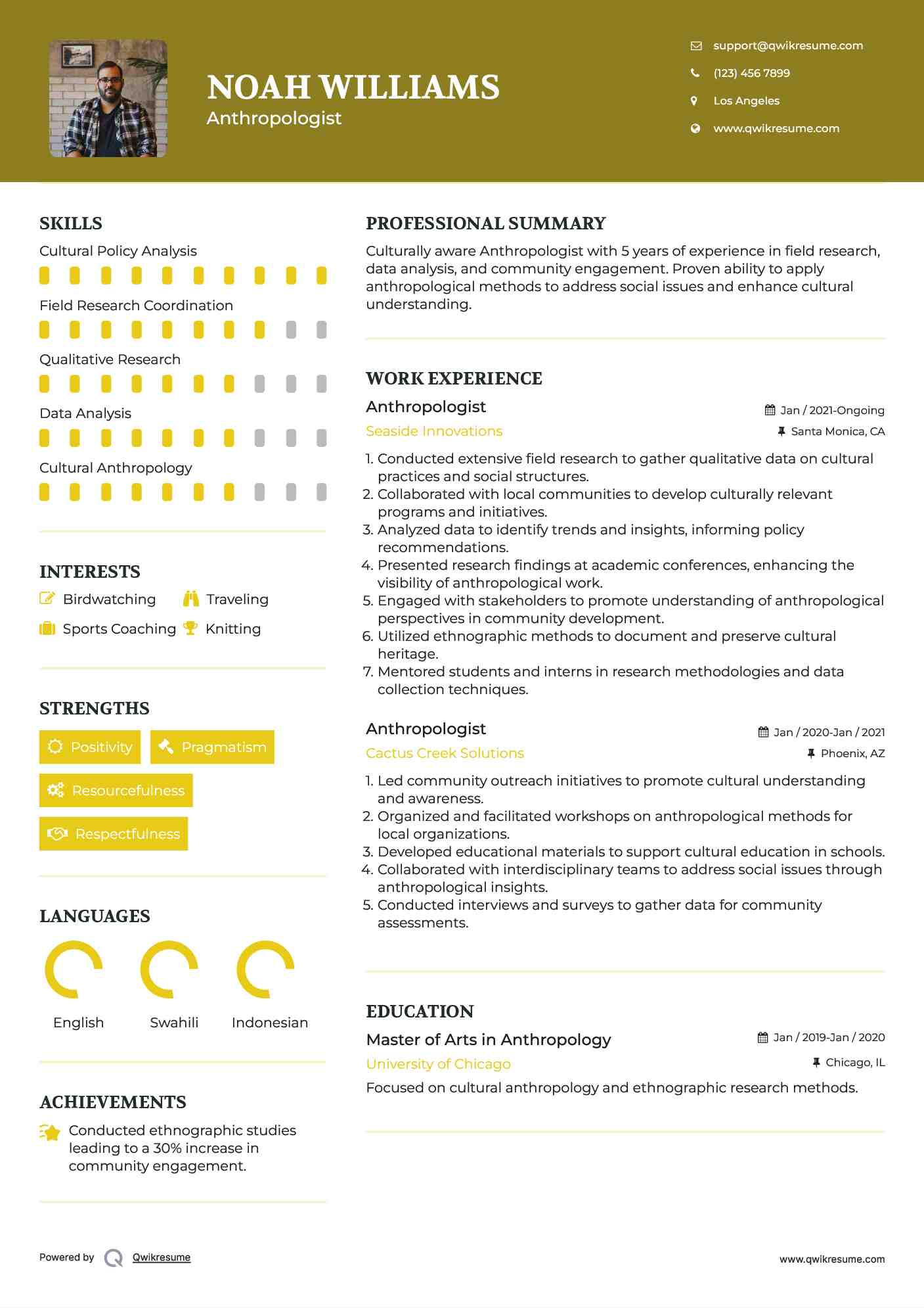 Anthropologist Resume Template