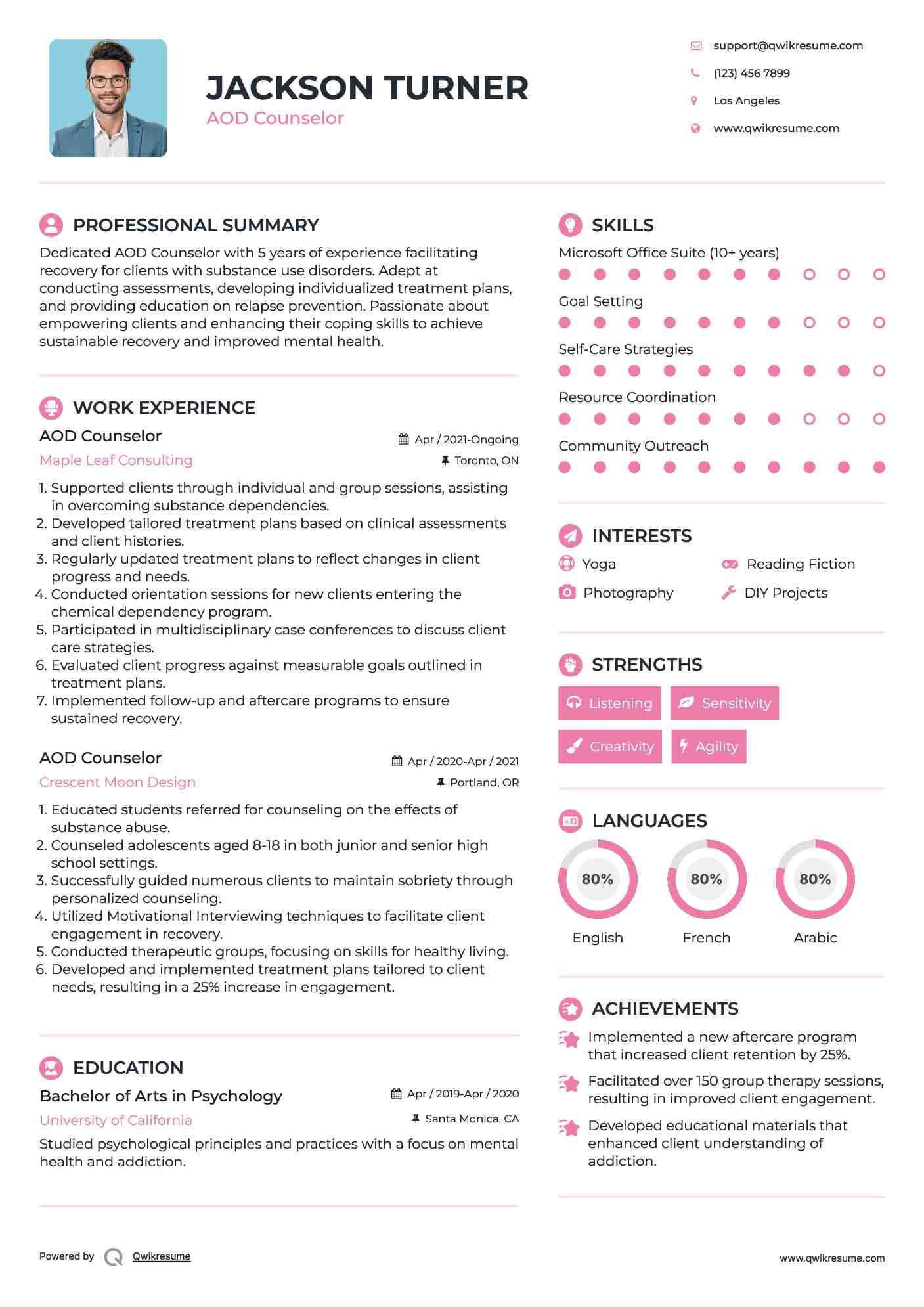 AOD Counselor Resume Template