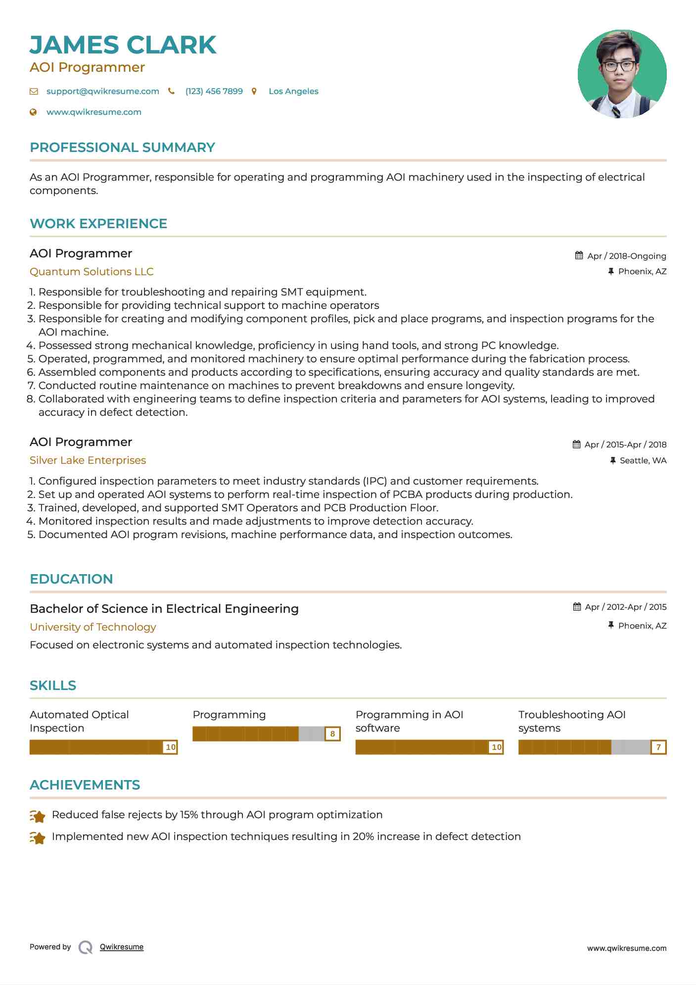 AOI Programmer Resume Template