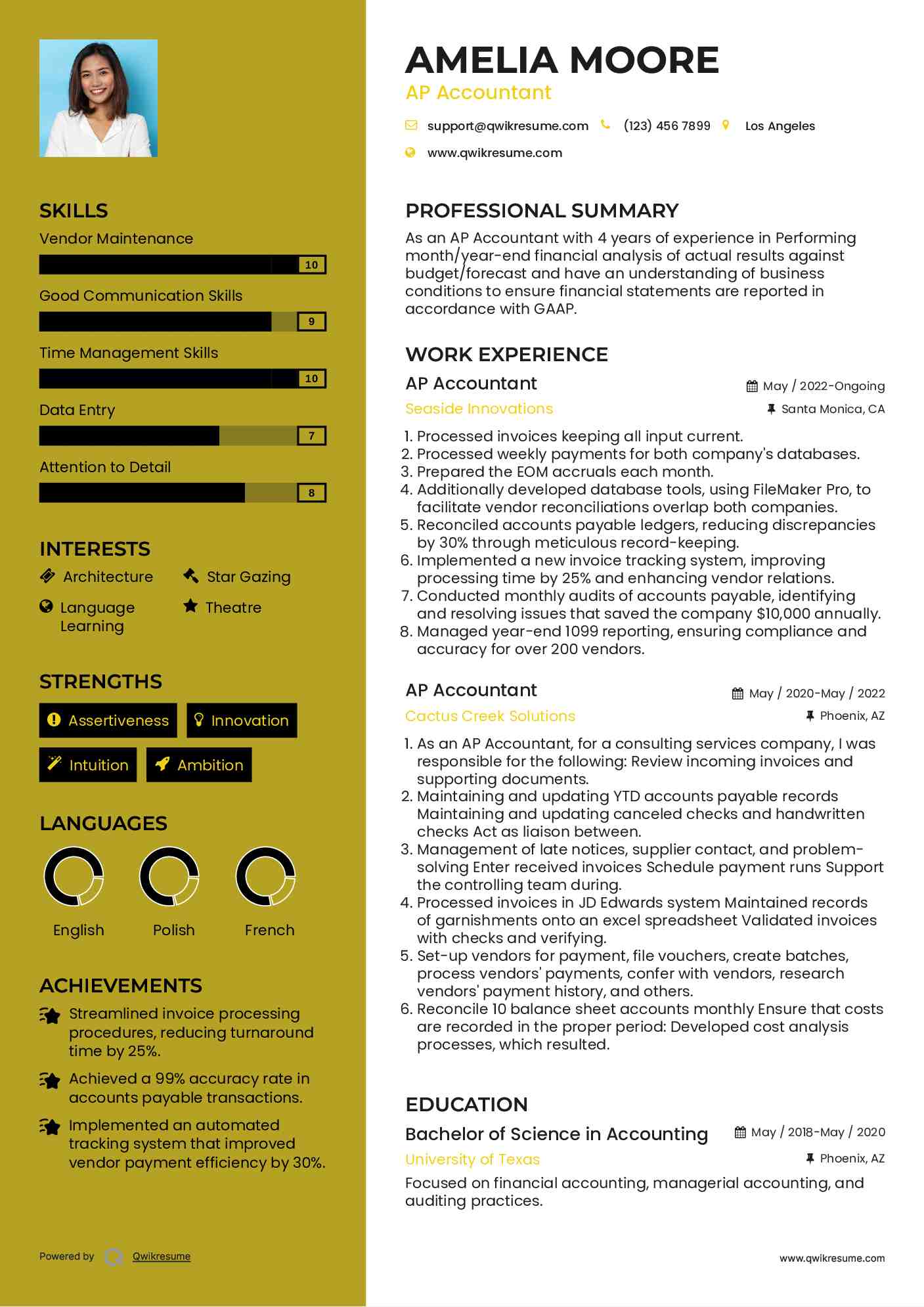 AP Accountant Resume Sample