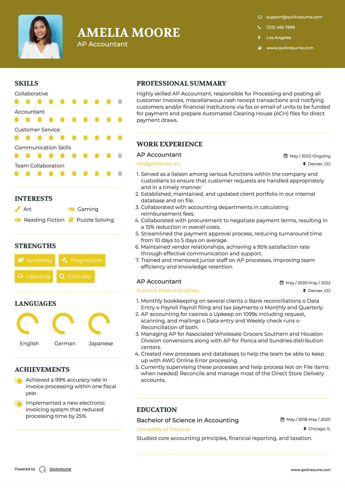 AP Accountant Resume Sample