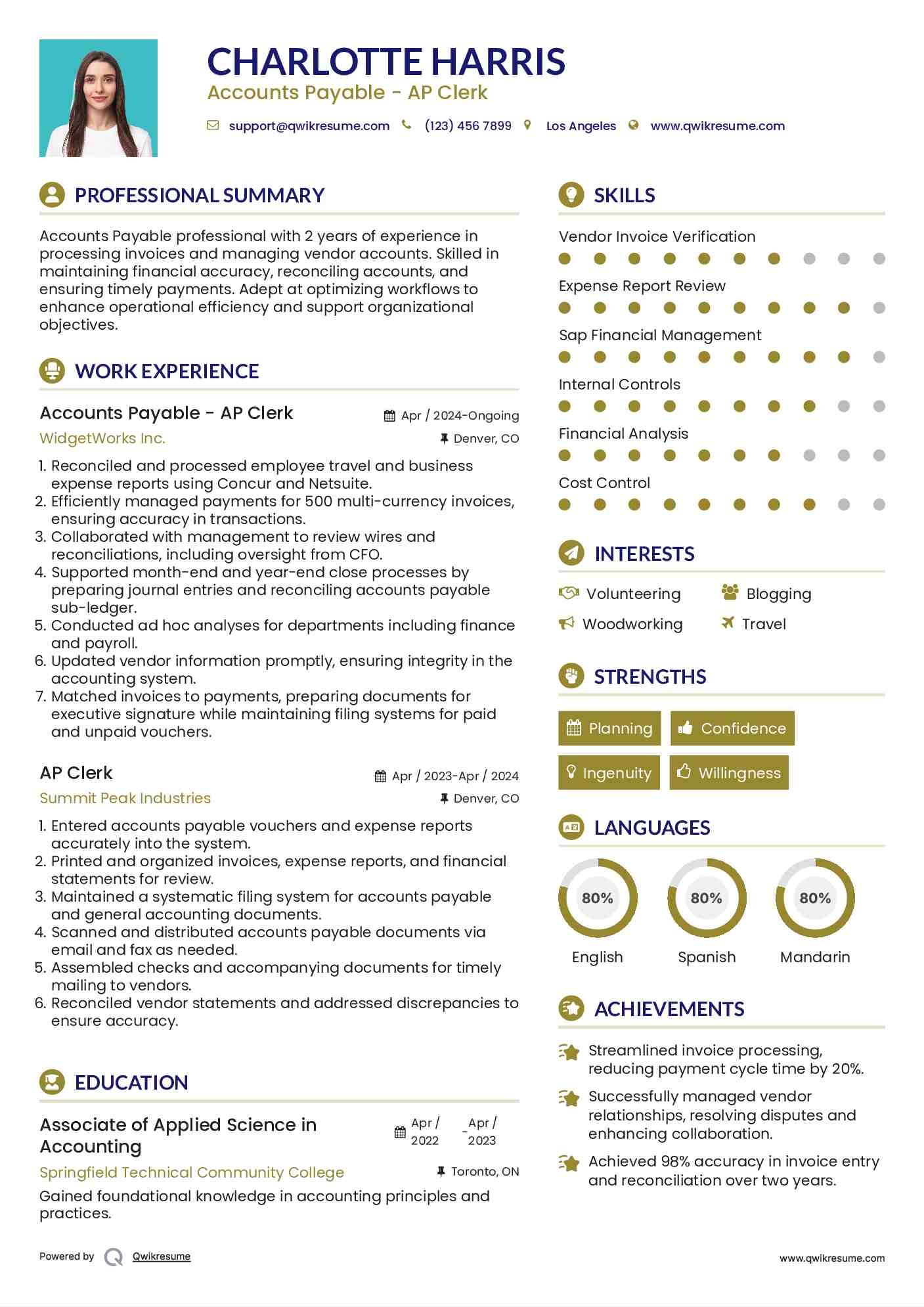 Accounts Payable - AP Clerk Resume Template