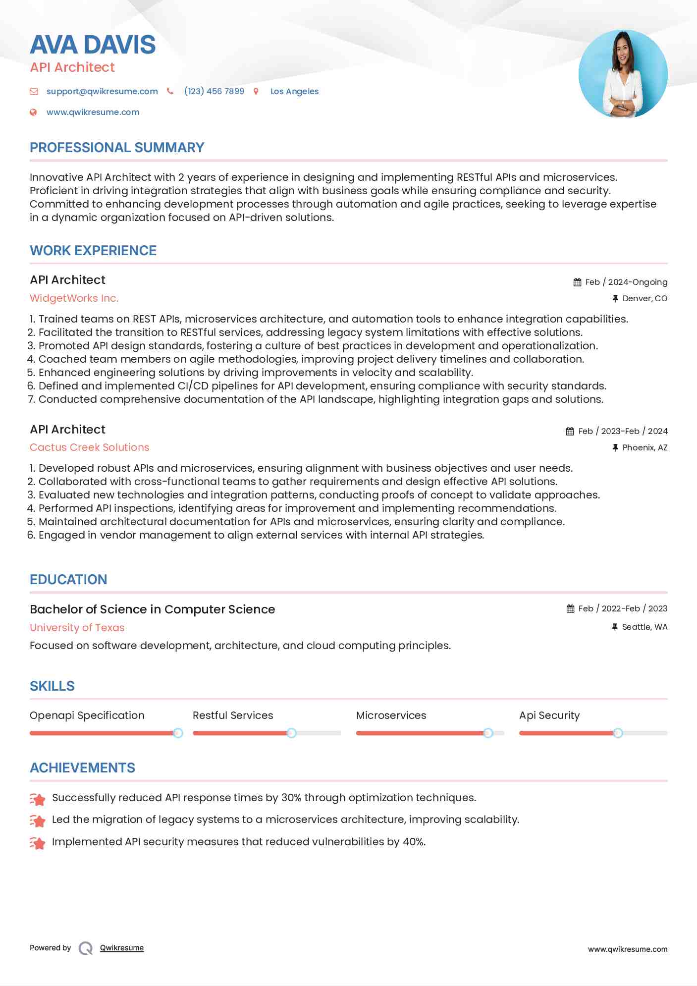 API Architect Resume Model