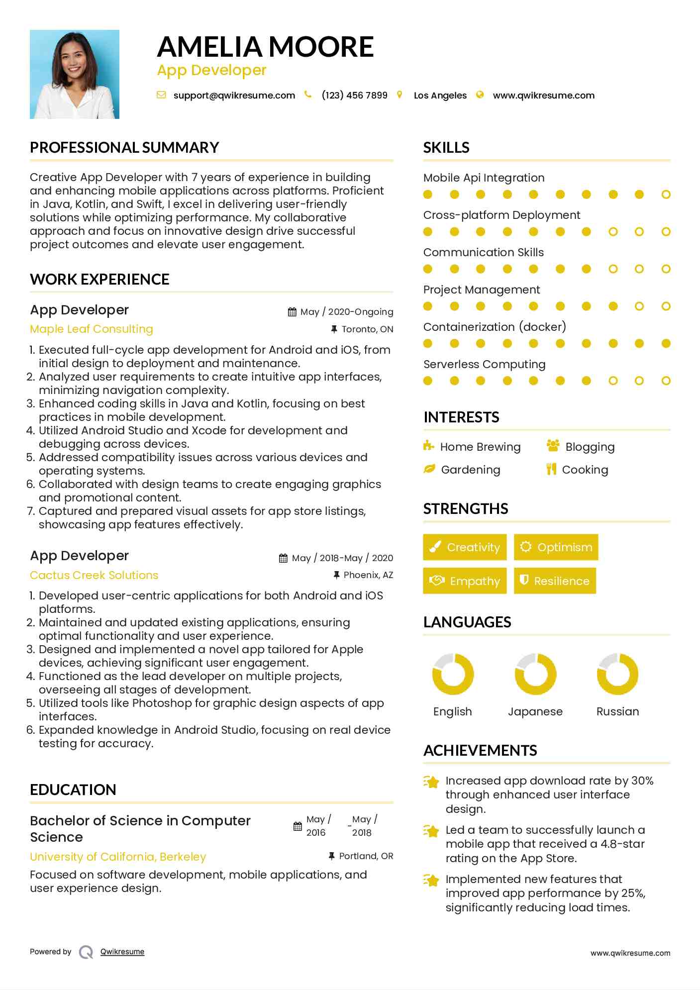 App Developer Resume Example