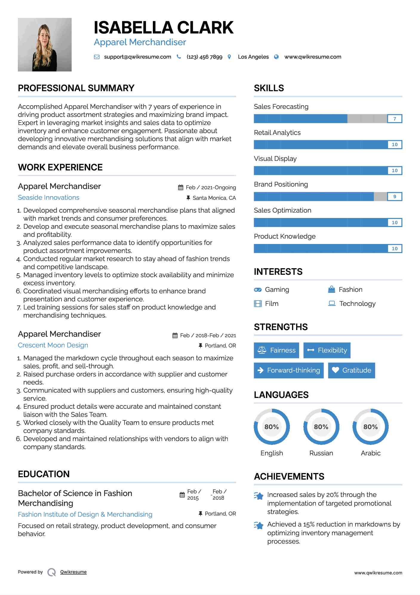 Apparel Merchandiser Resume Example