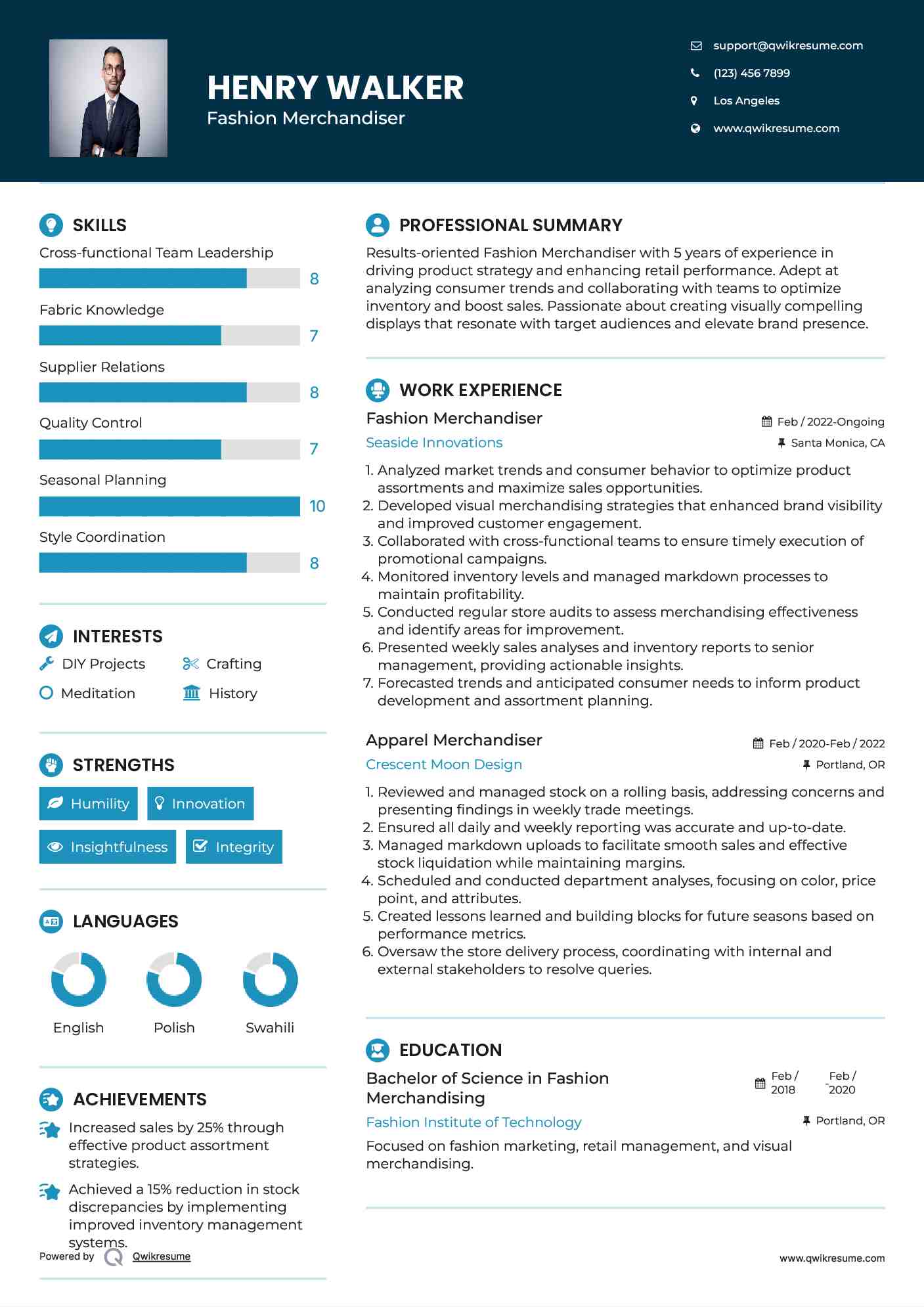 Fashion Merchandiser Resume Format