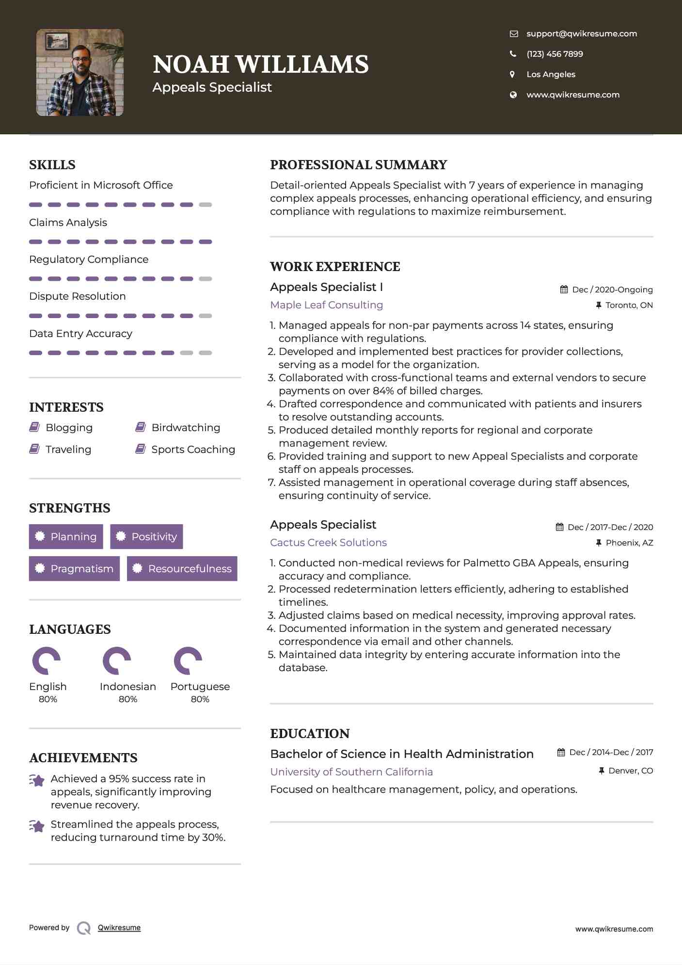 Appeals Specialist I Resume Model