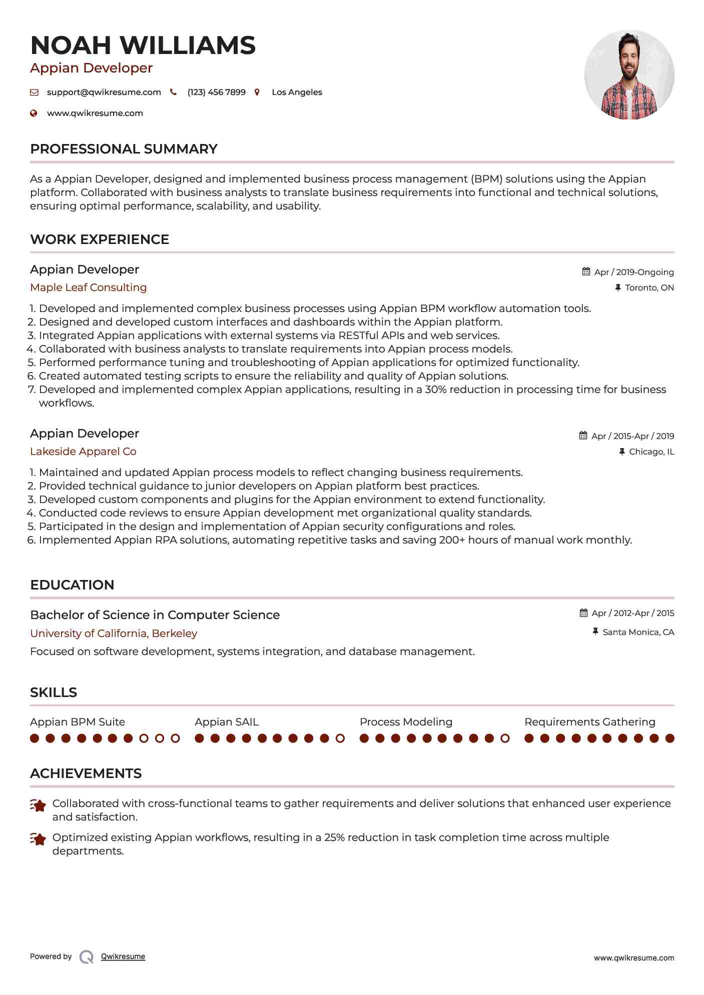 Appian Developer Resume Template