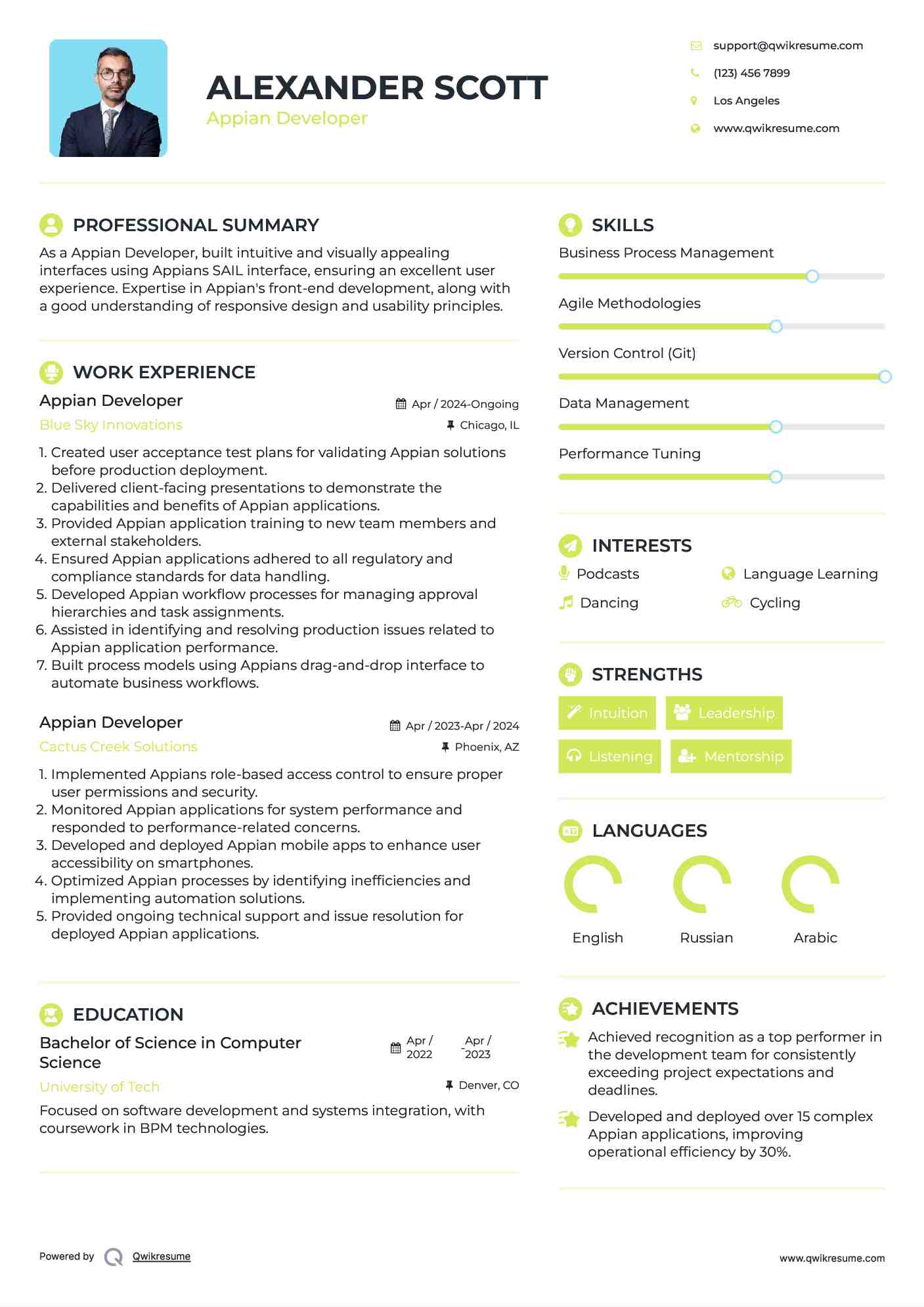 Appian Developer Resume Sample