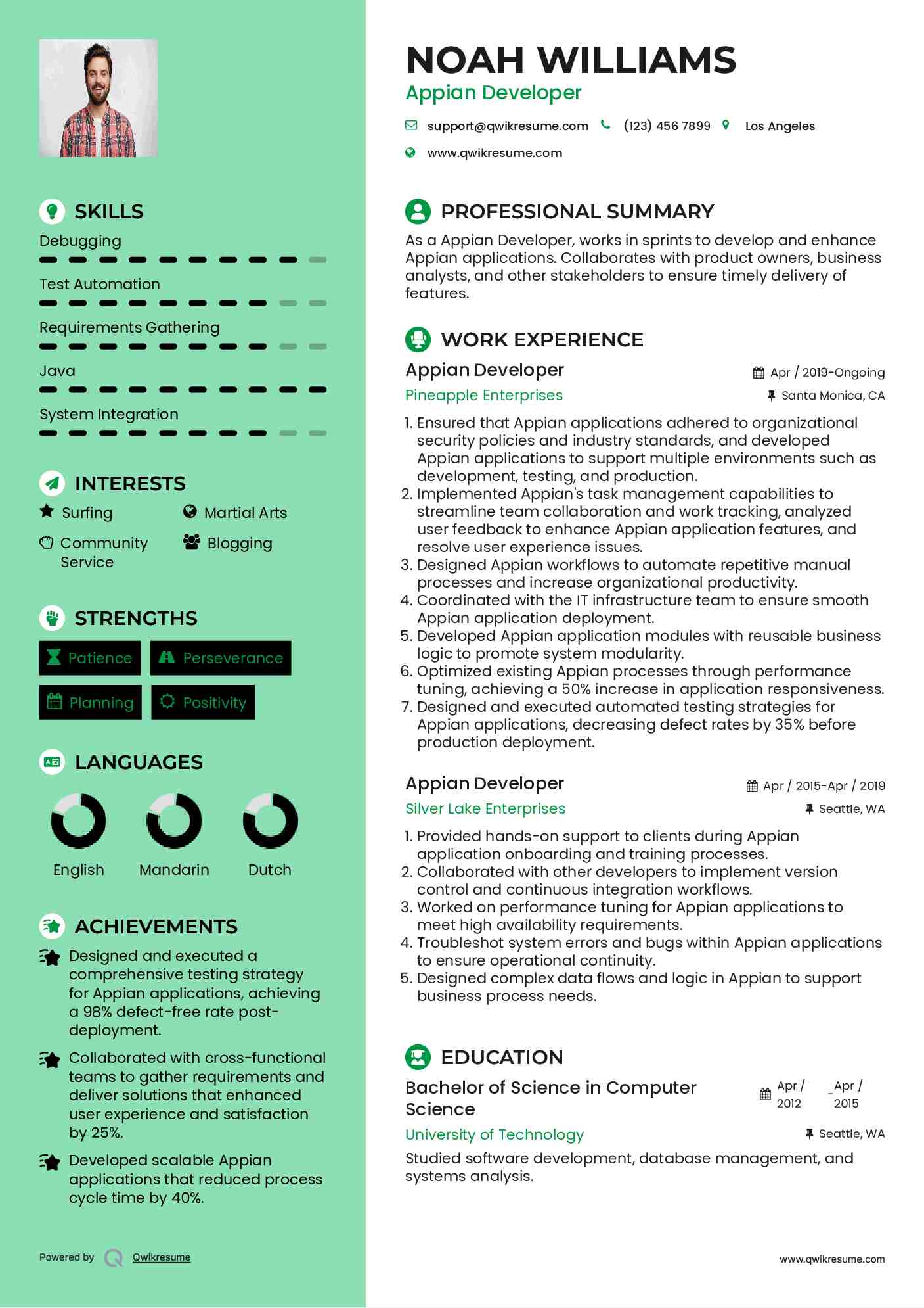 Appian Developer Resume Sample