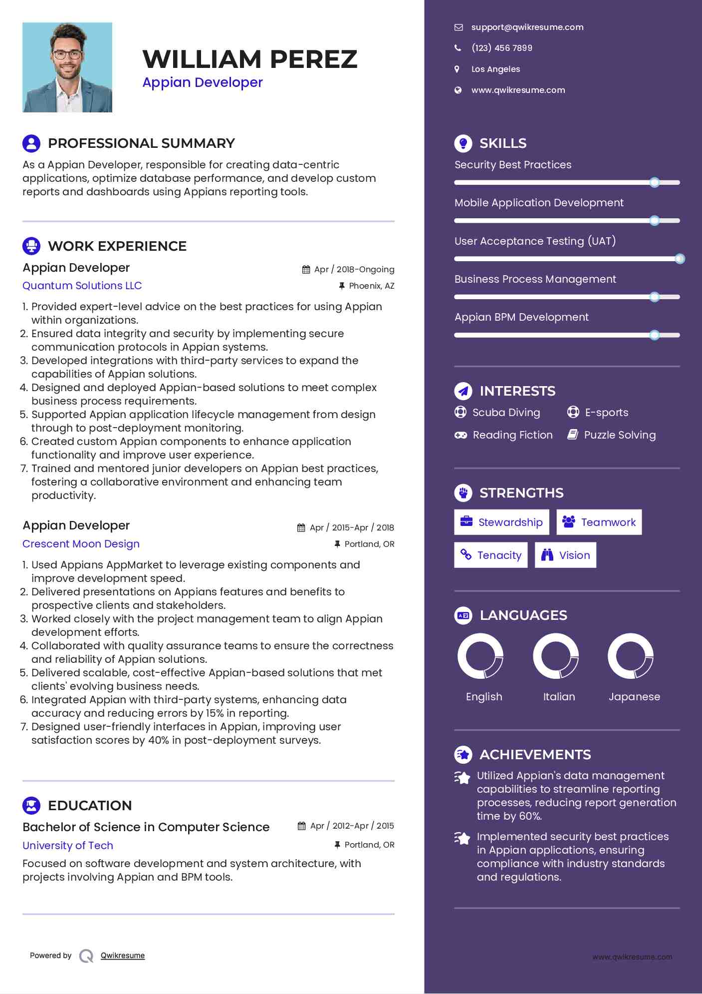 Appian Developer Resume Model