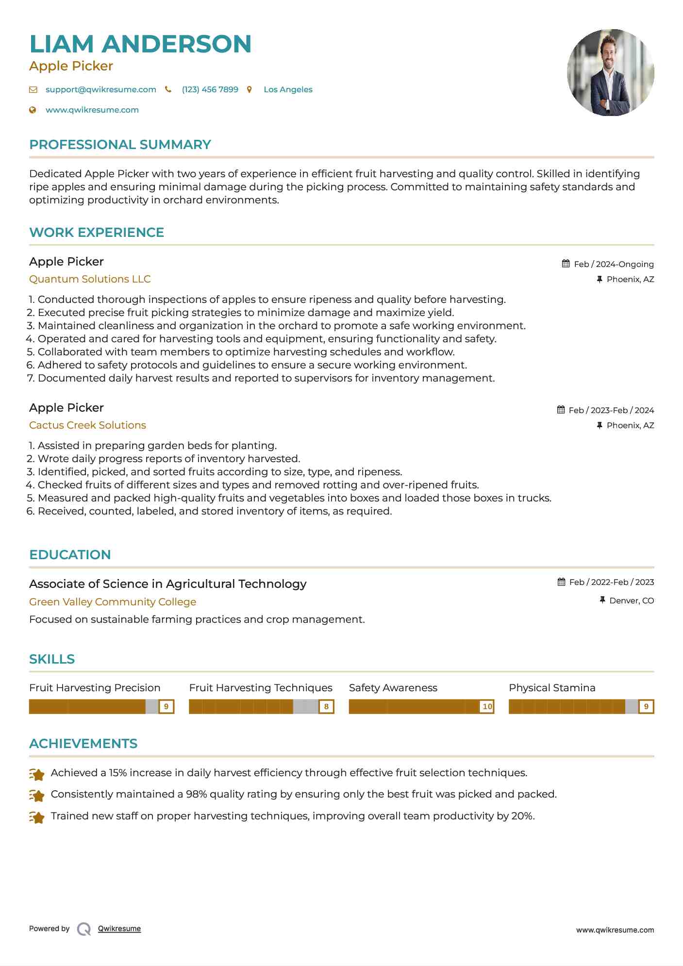Apple Picker Resume Template