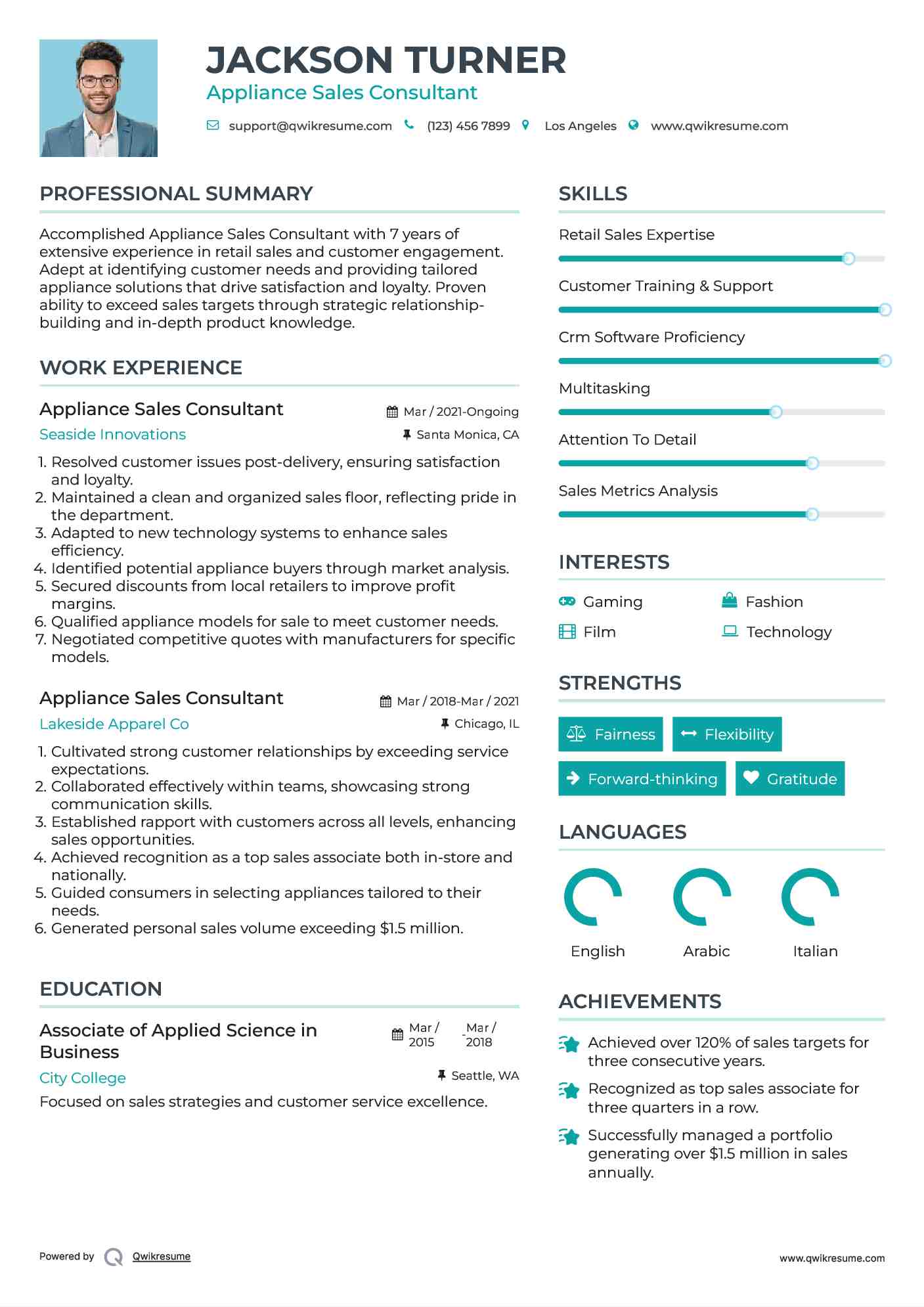 Appliance Sales Consultant Resume Format