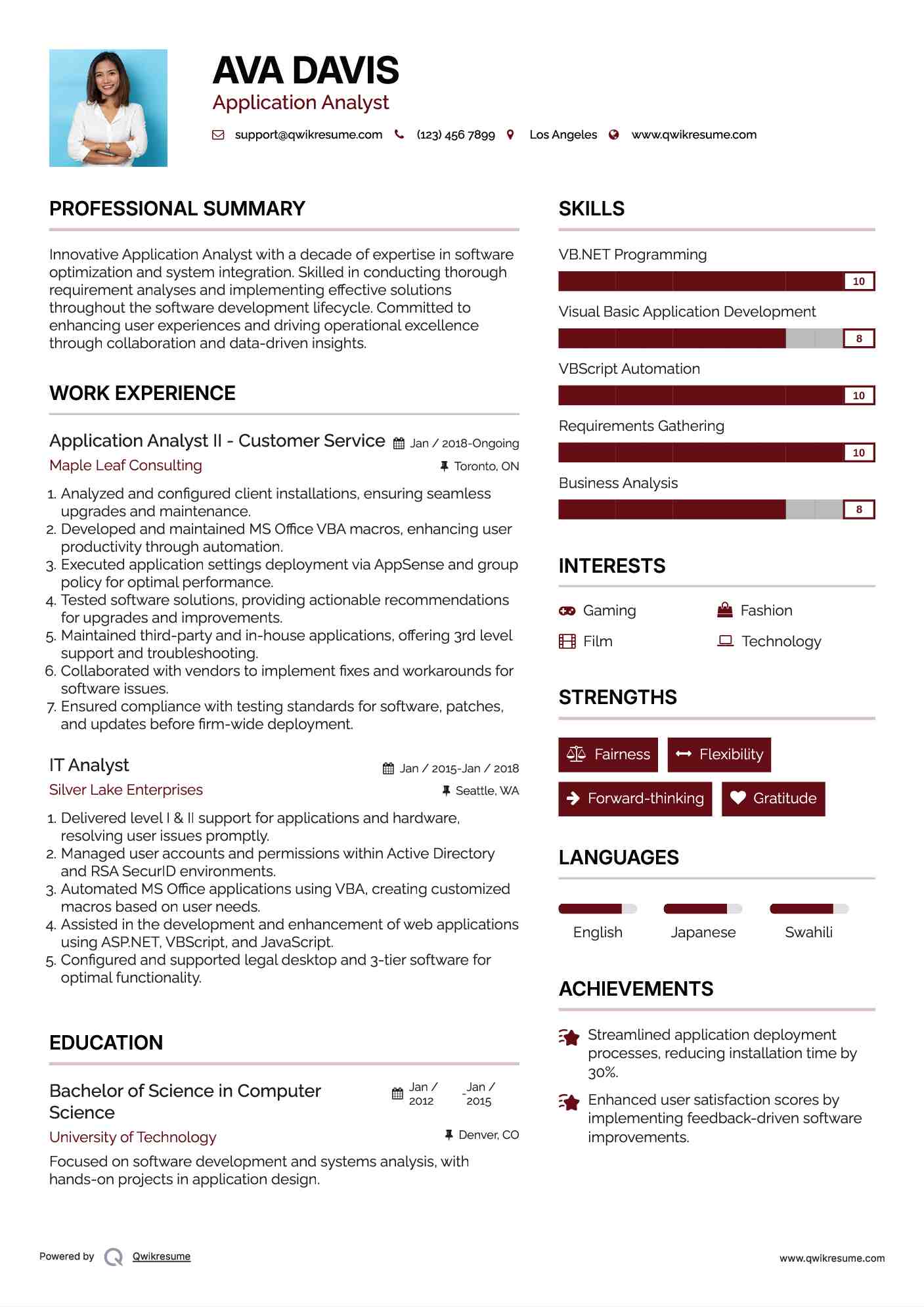 application analyst resume samples qwikresume customer service analyst resume