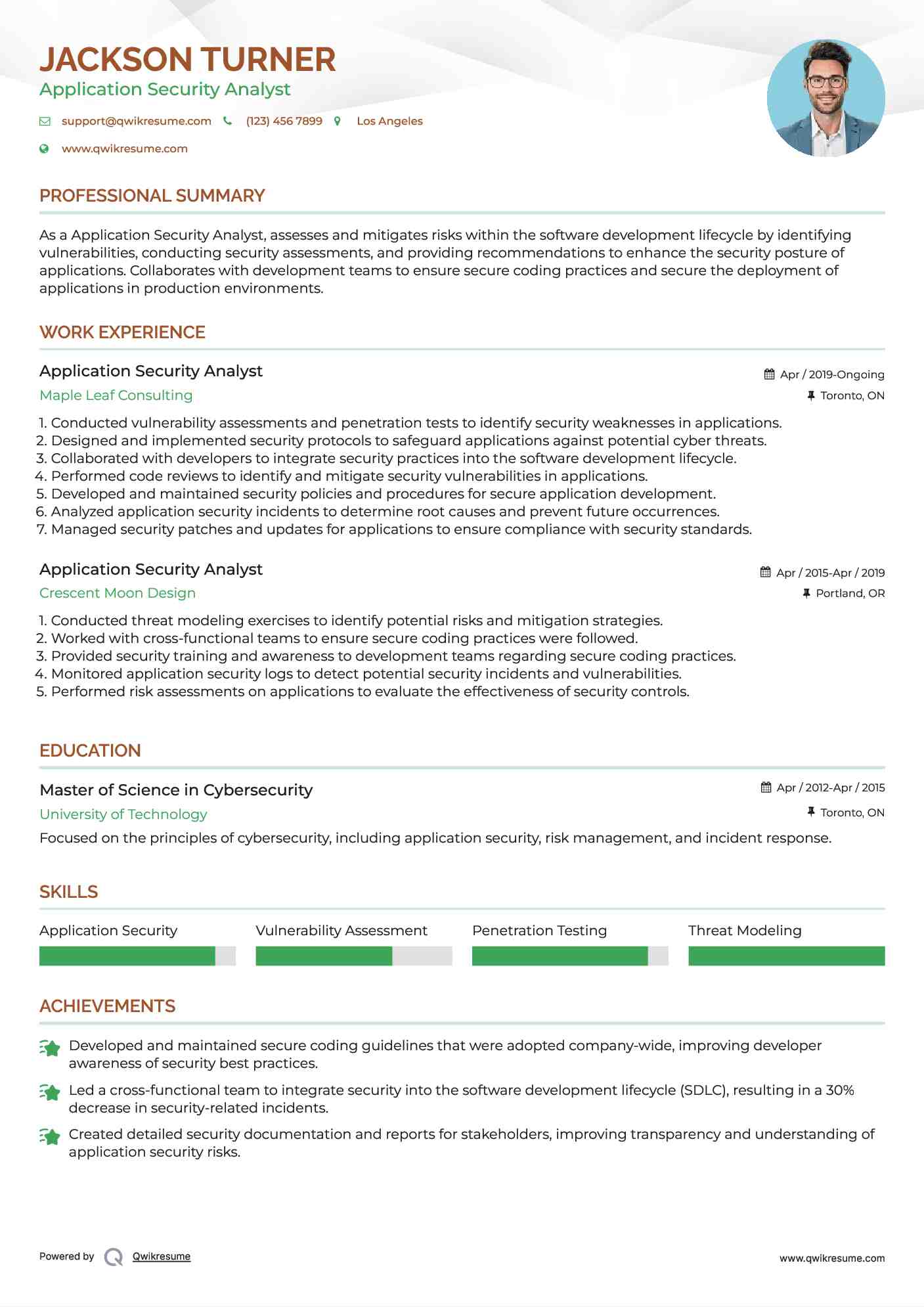 Application Security Analyst Resume Sample