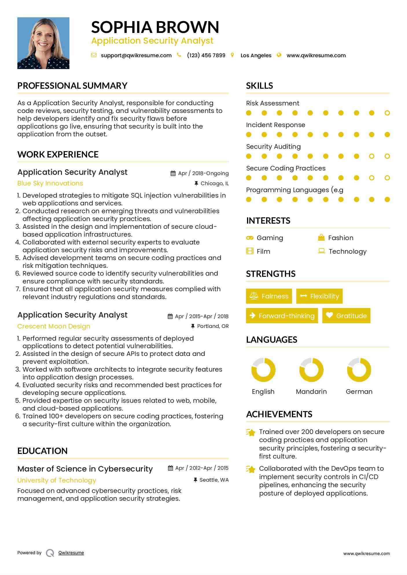 Application Security Analyst Resume Format