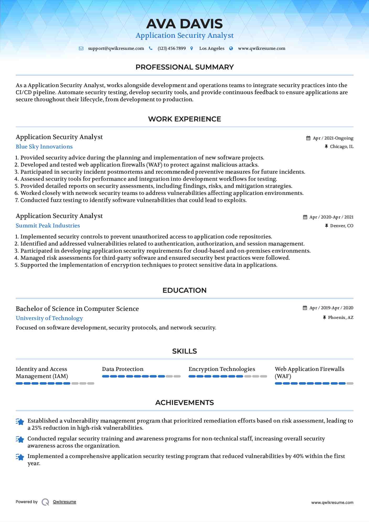 Application Security Analyst Resume Sample