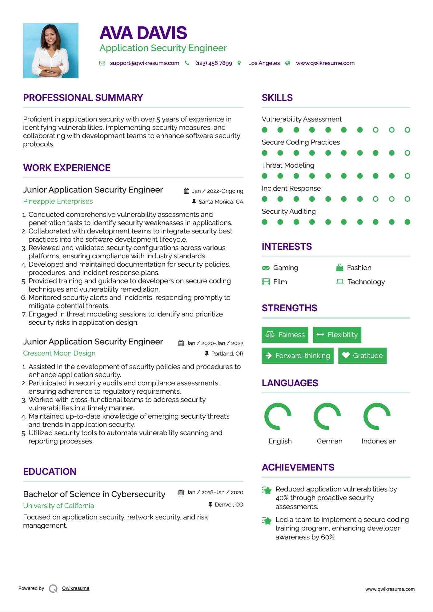 Junior Application Security Engineer Resume Model