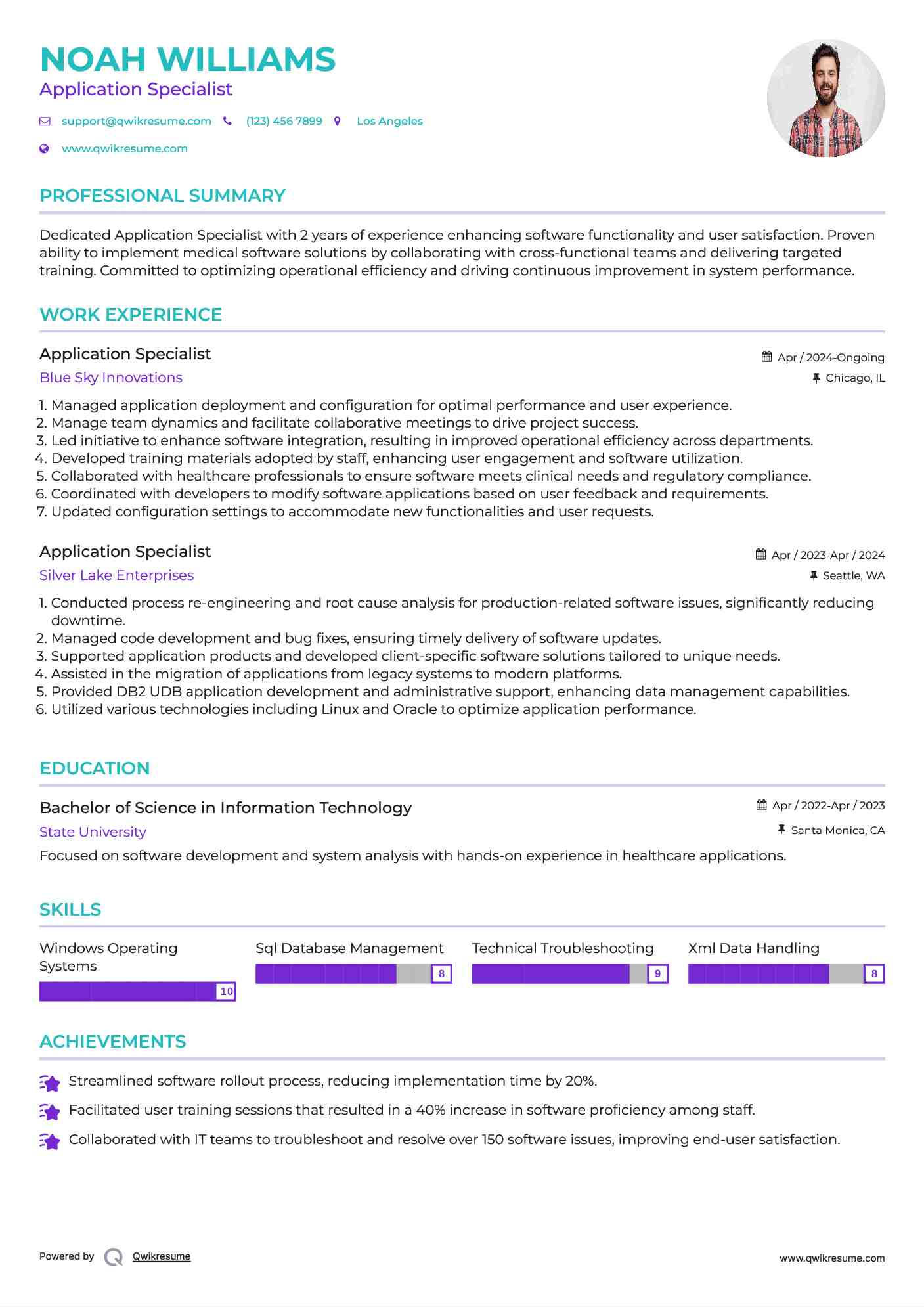 Application Specialist Resume Sample