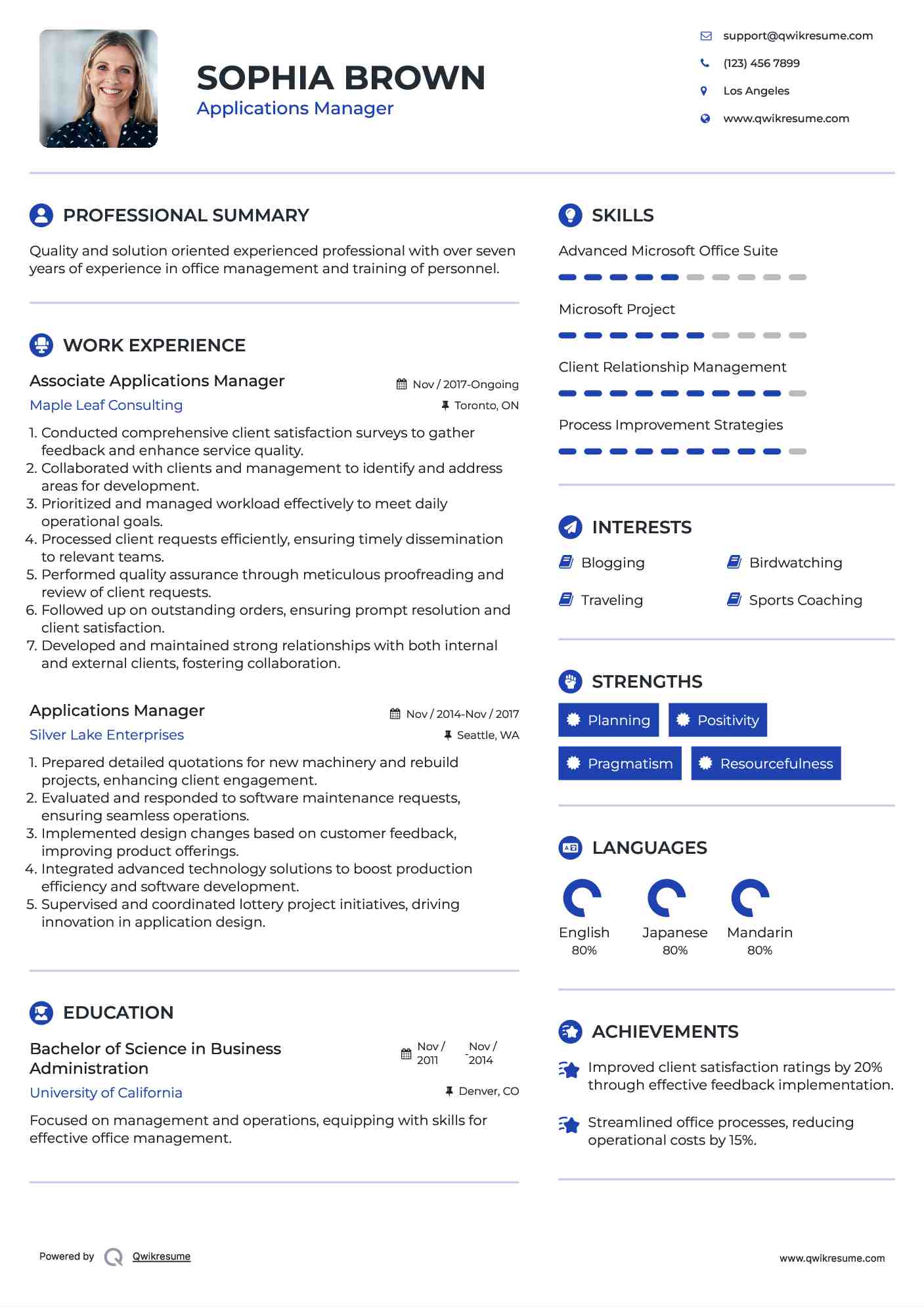 Associate Applications Manager Resume Model