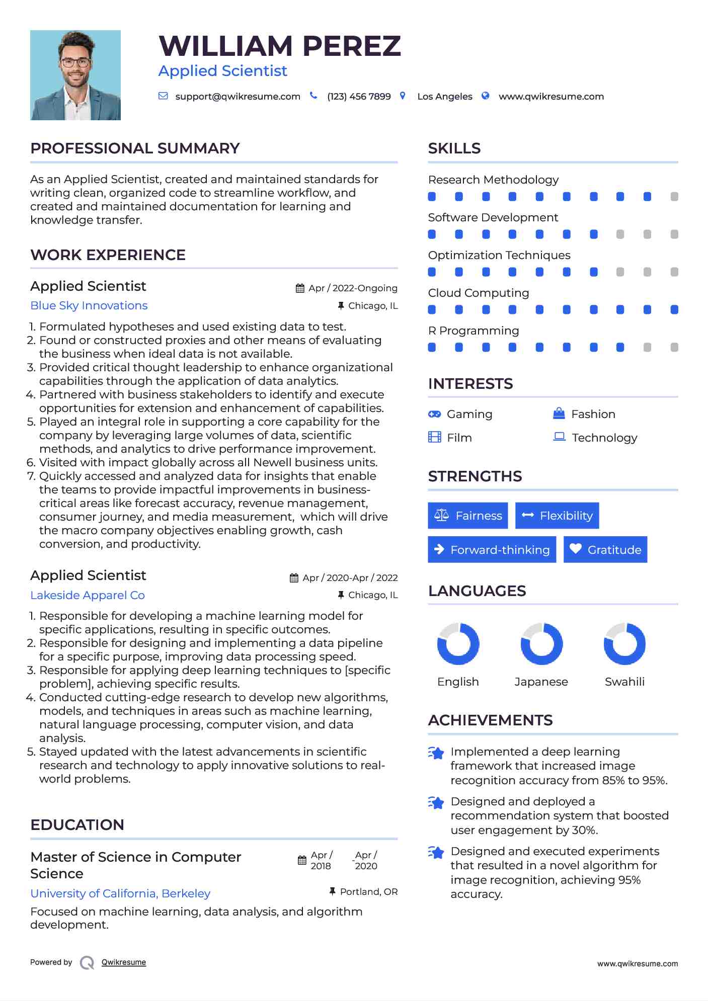 Applied Scientist Resume Format