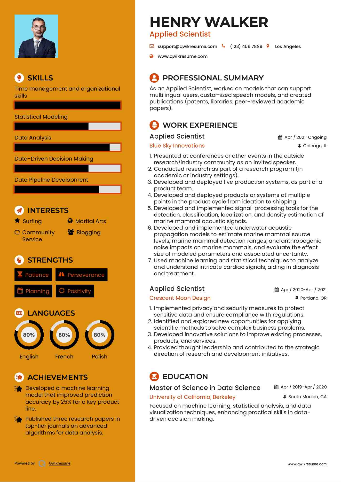 Applied Scientist Resume Model