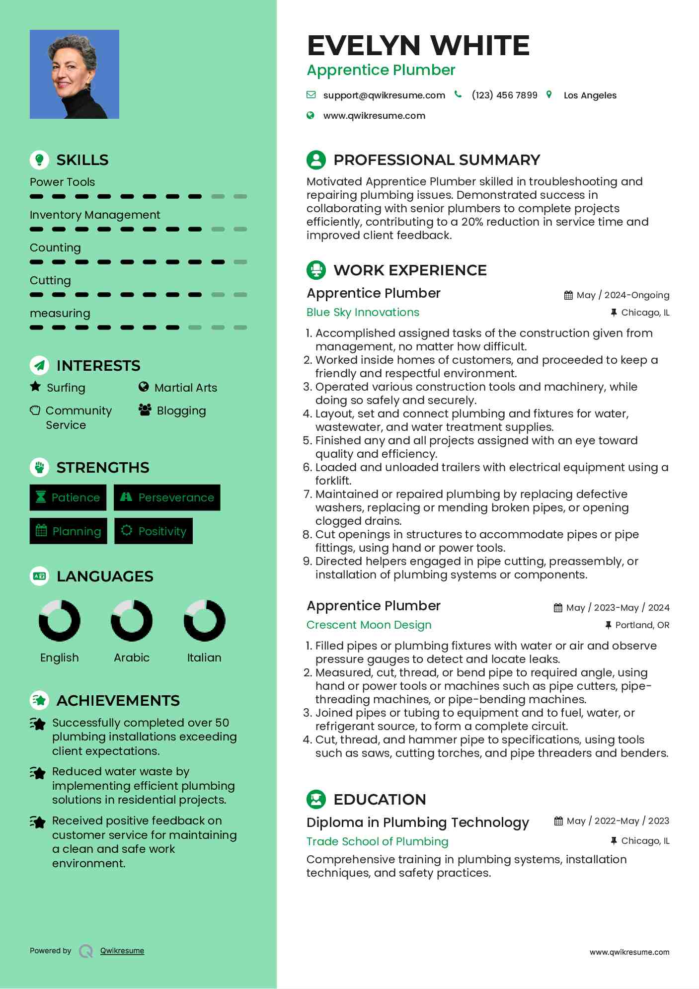 Apprentice Plumber Resume Sample