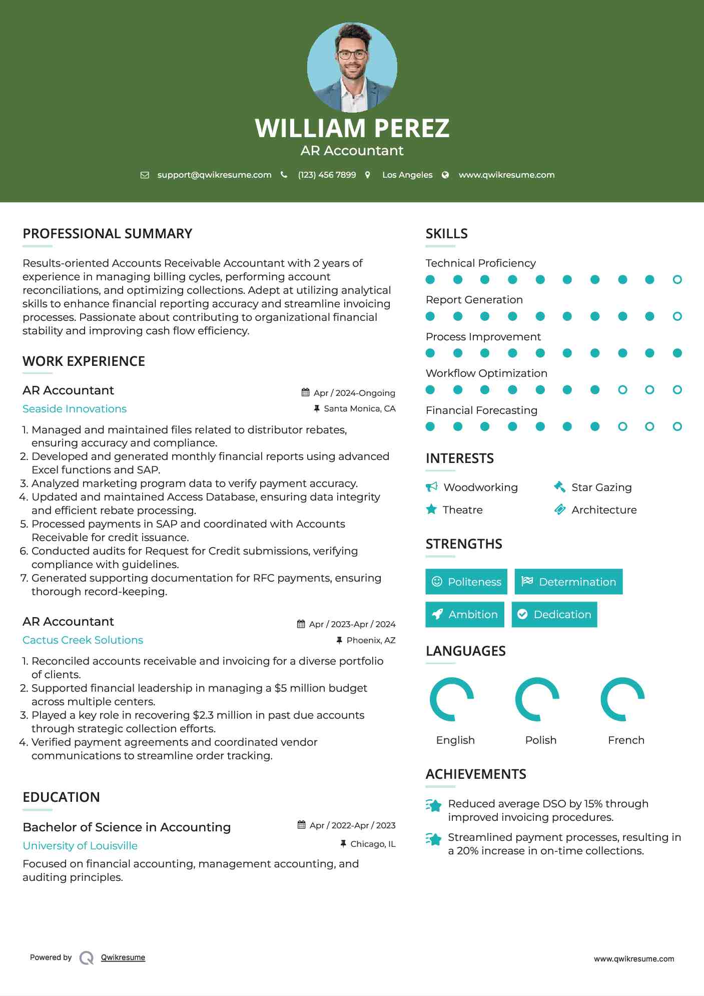 AR Accountant Resume Model