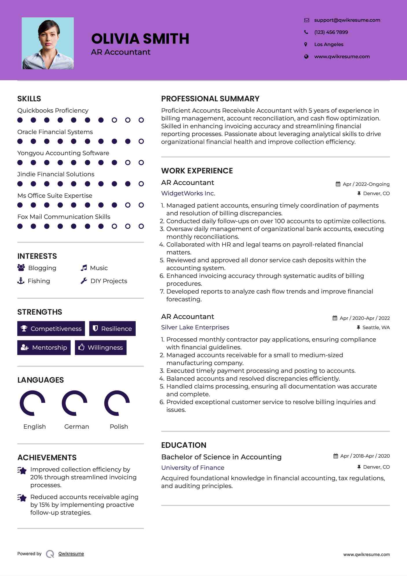 AR Accountant Resume Format