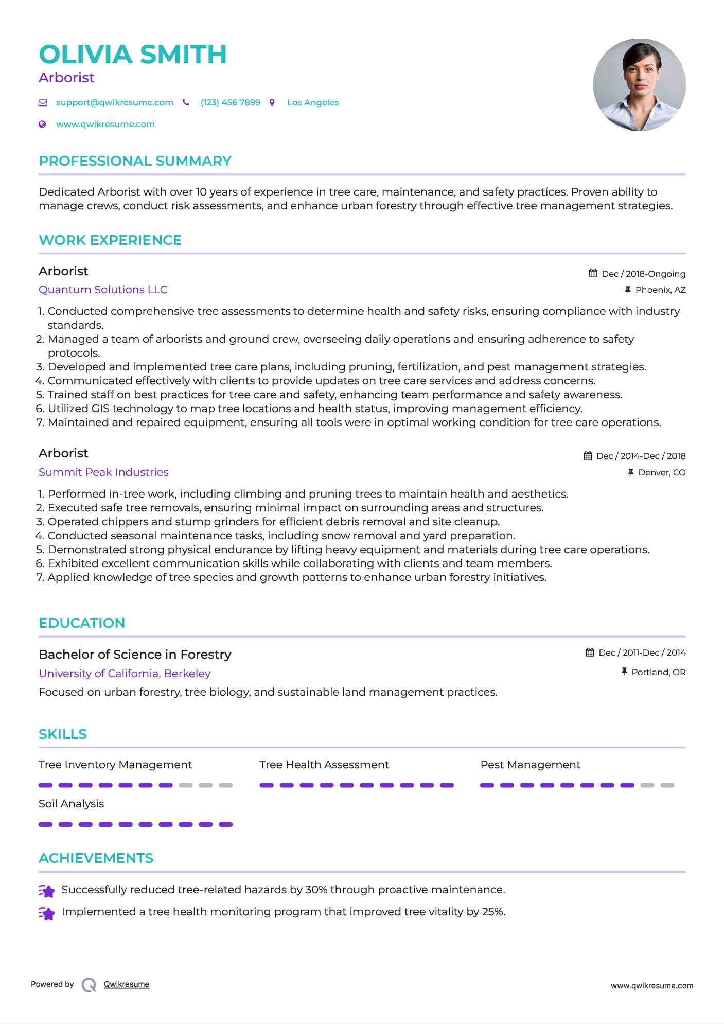 Arborist Resume Model