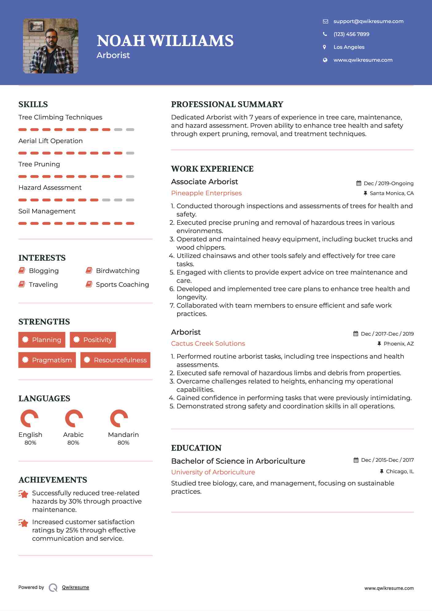 Associate Arborist Resume Format