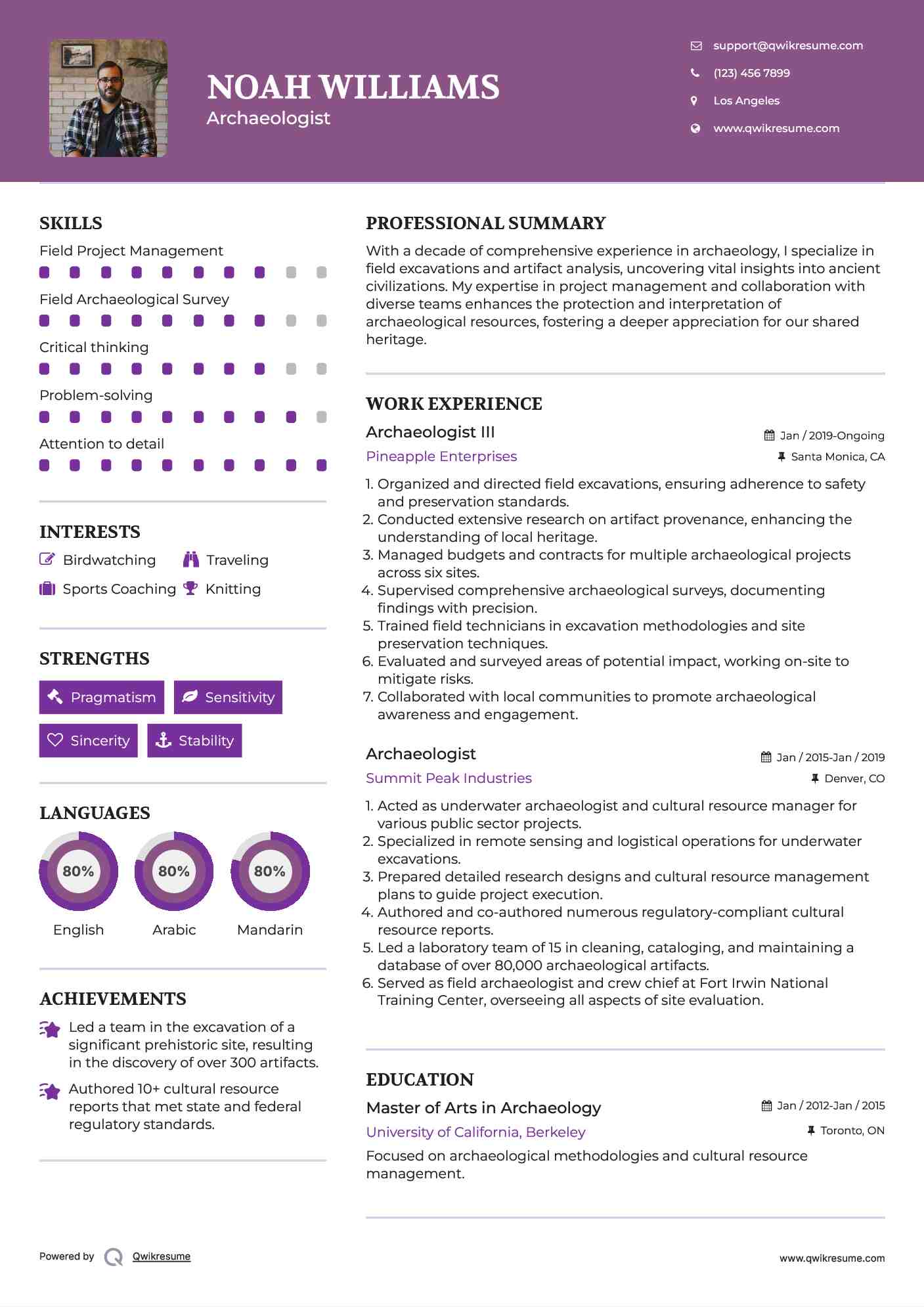 Archaeologist III Resume Model