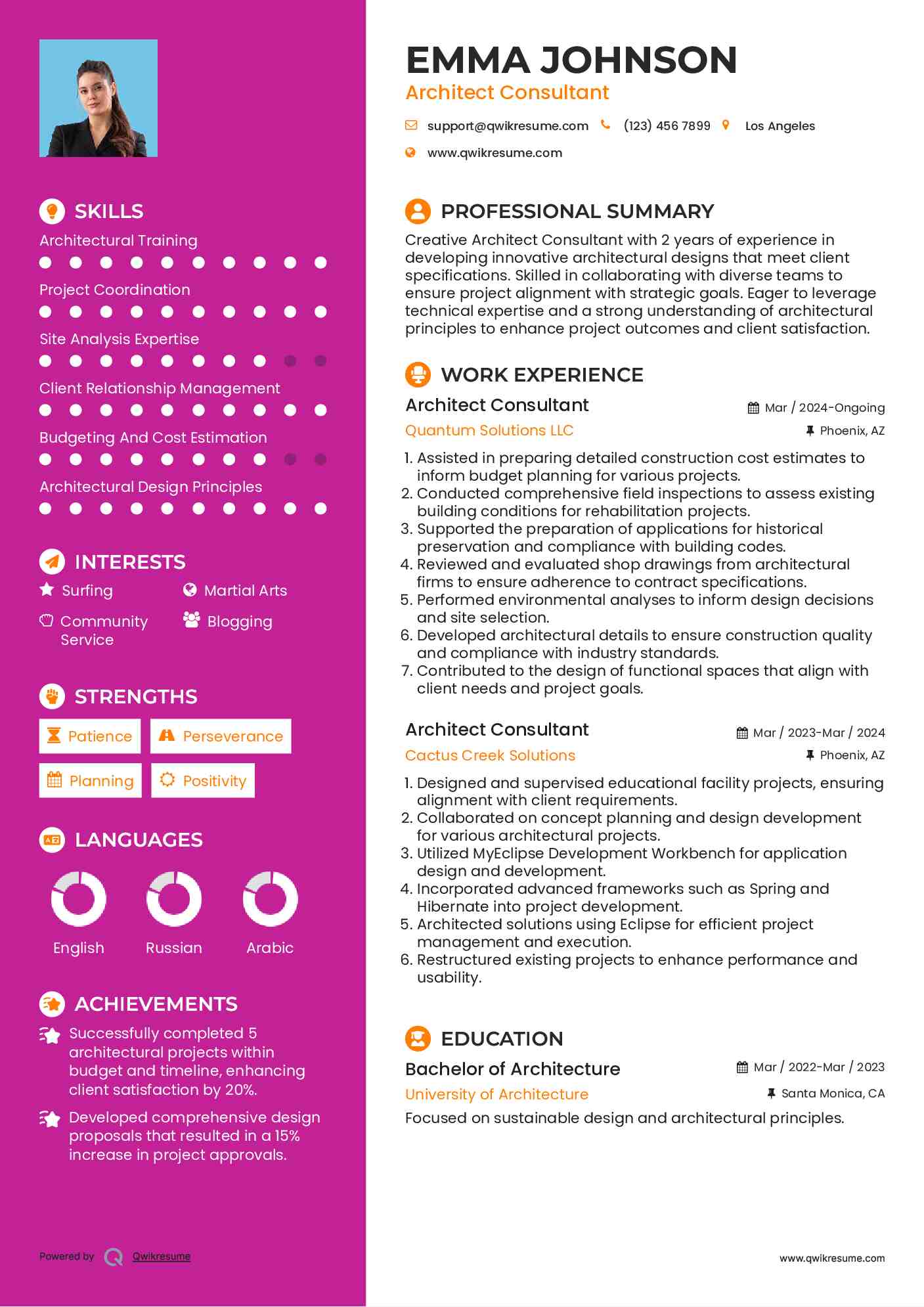 Architect Consultant Resume Template