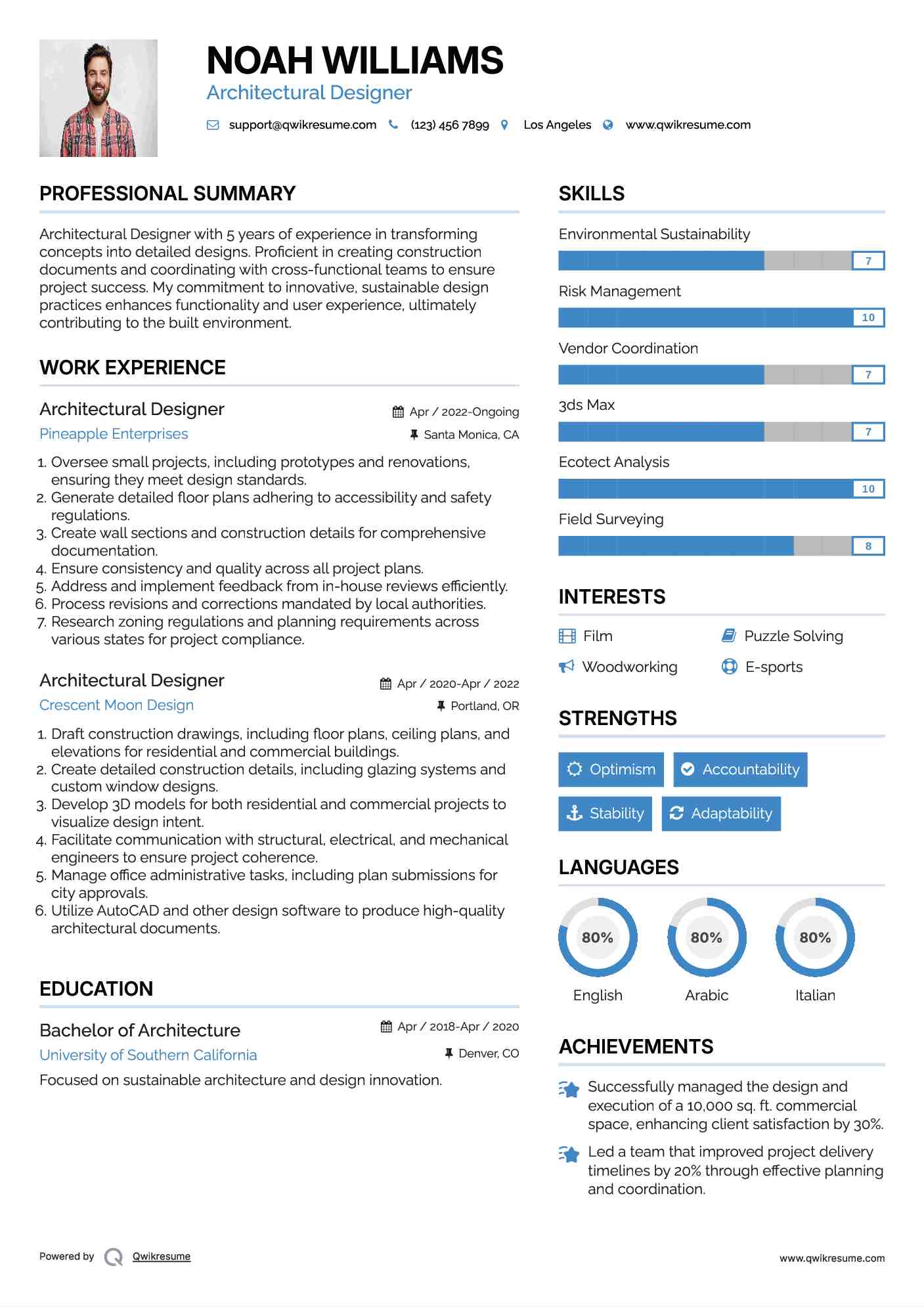 Architectural Designer Resume Sample