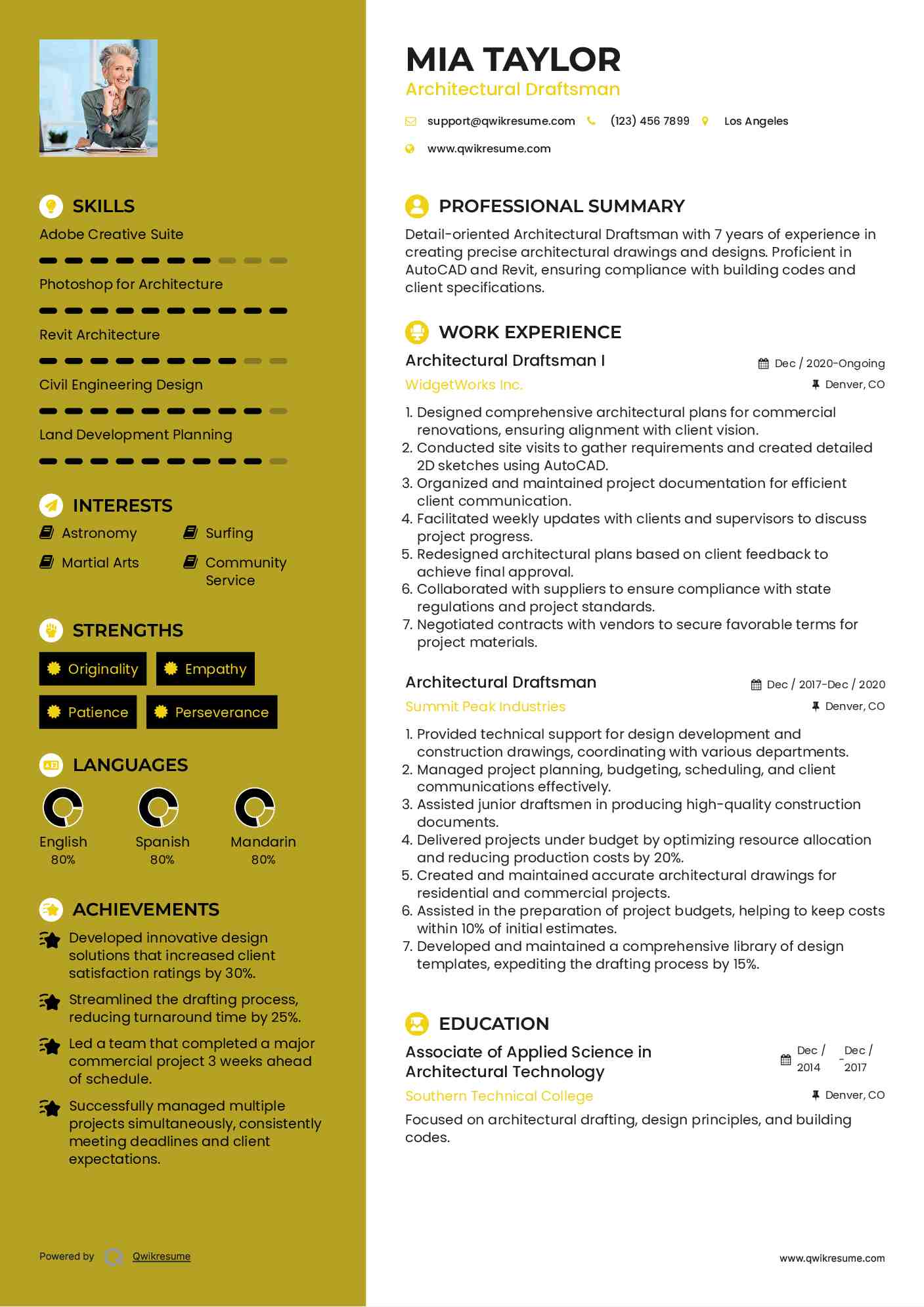 Architectural Draftsman I Resume Model