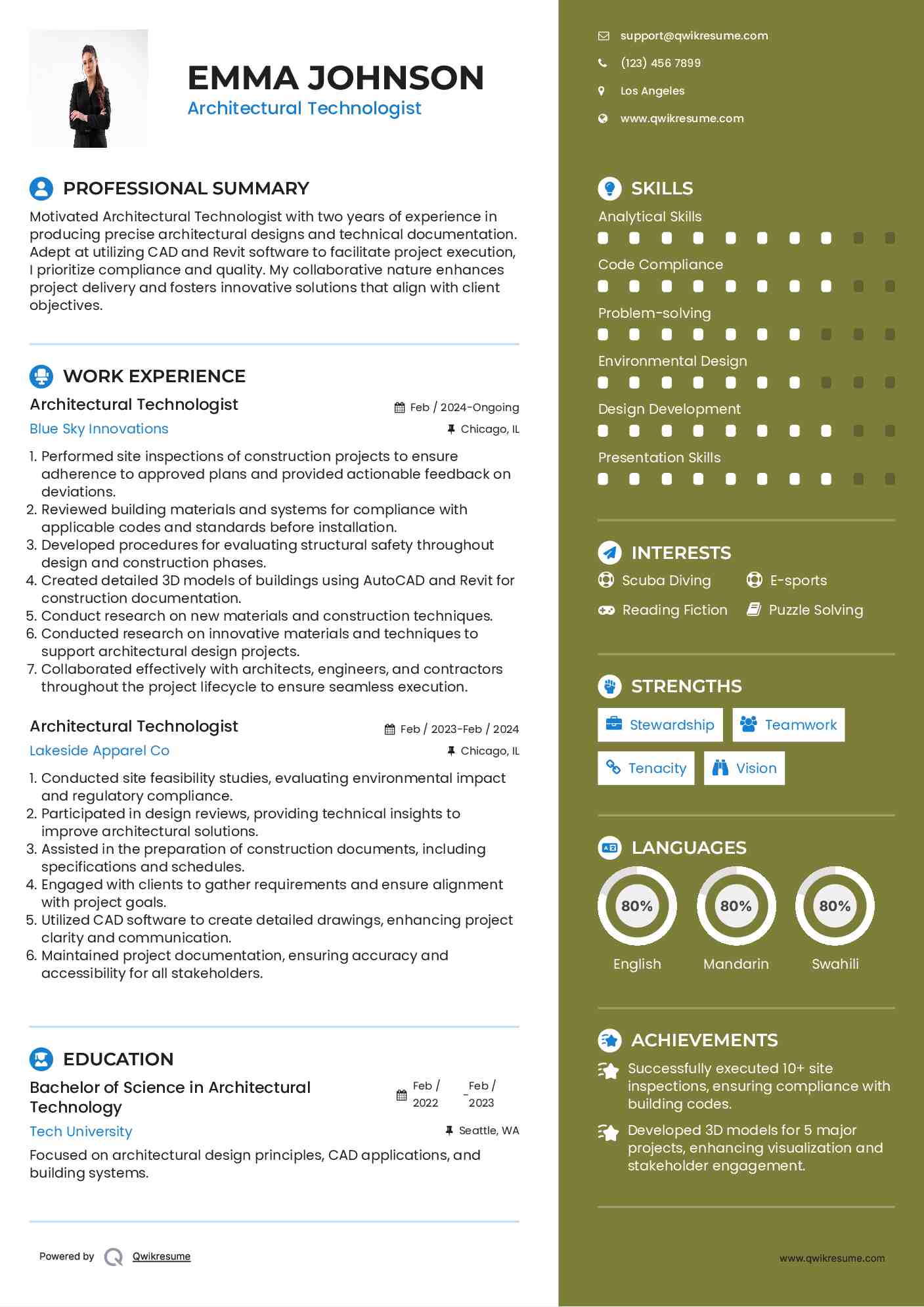 Architectural Technologist Resume Format