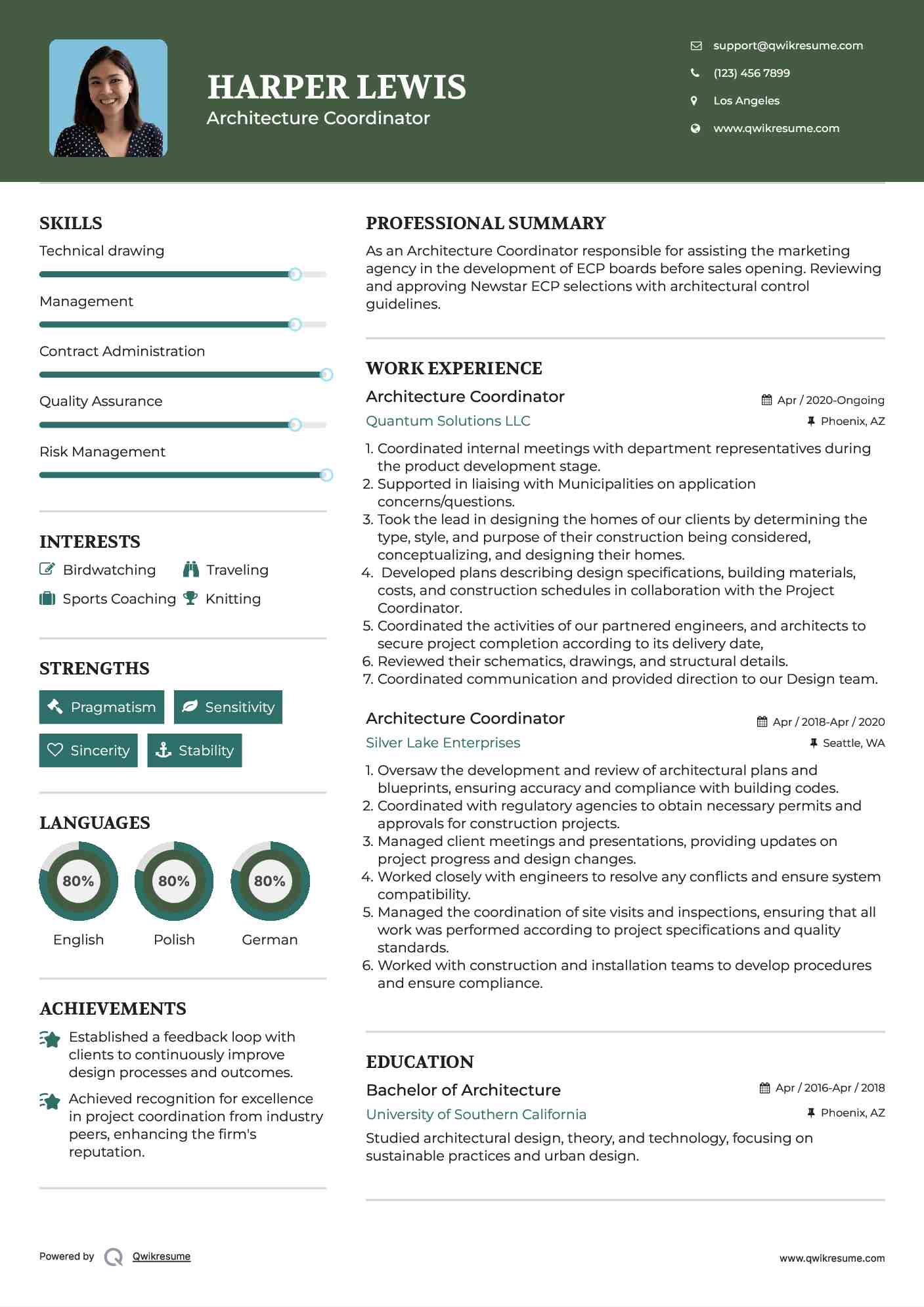 Architecture Coordinator Resume Example