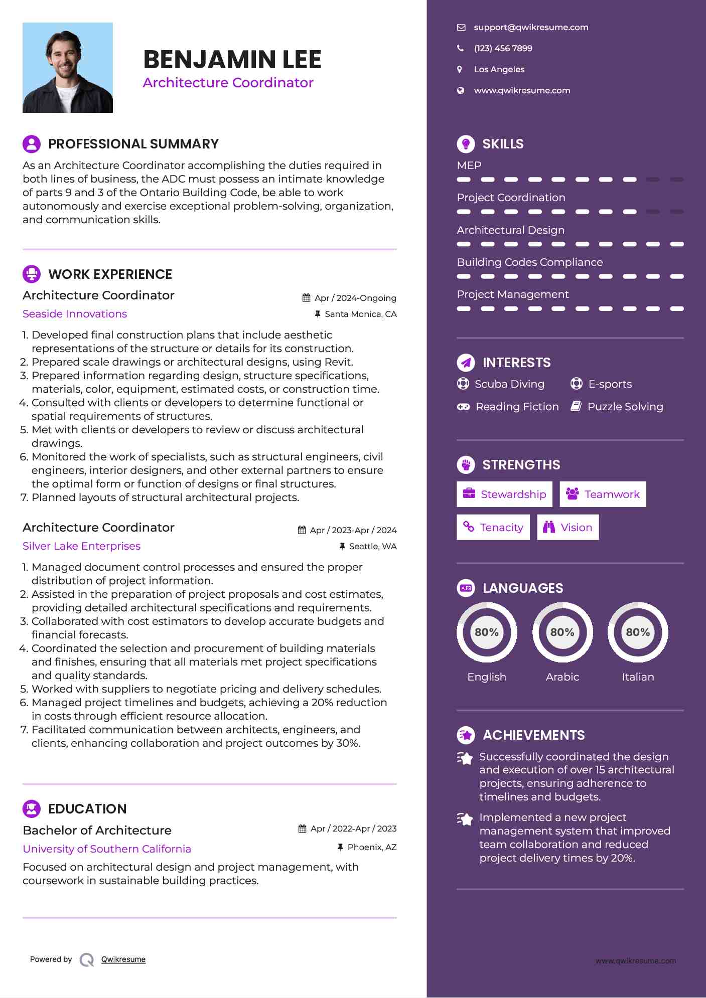 Architecture Coordinator Resume Format