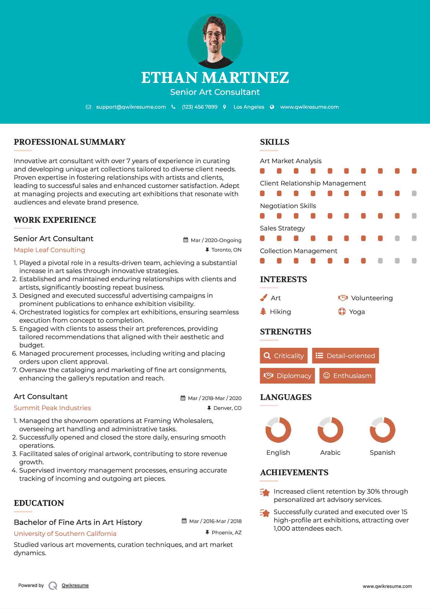 Senior Art Consultant Resume Template
