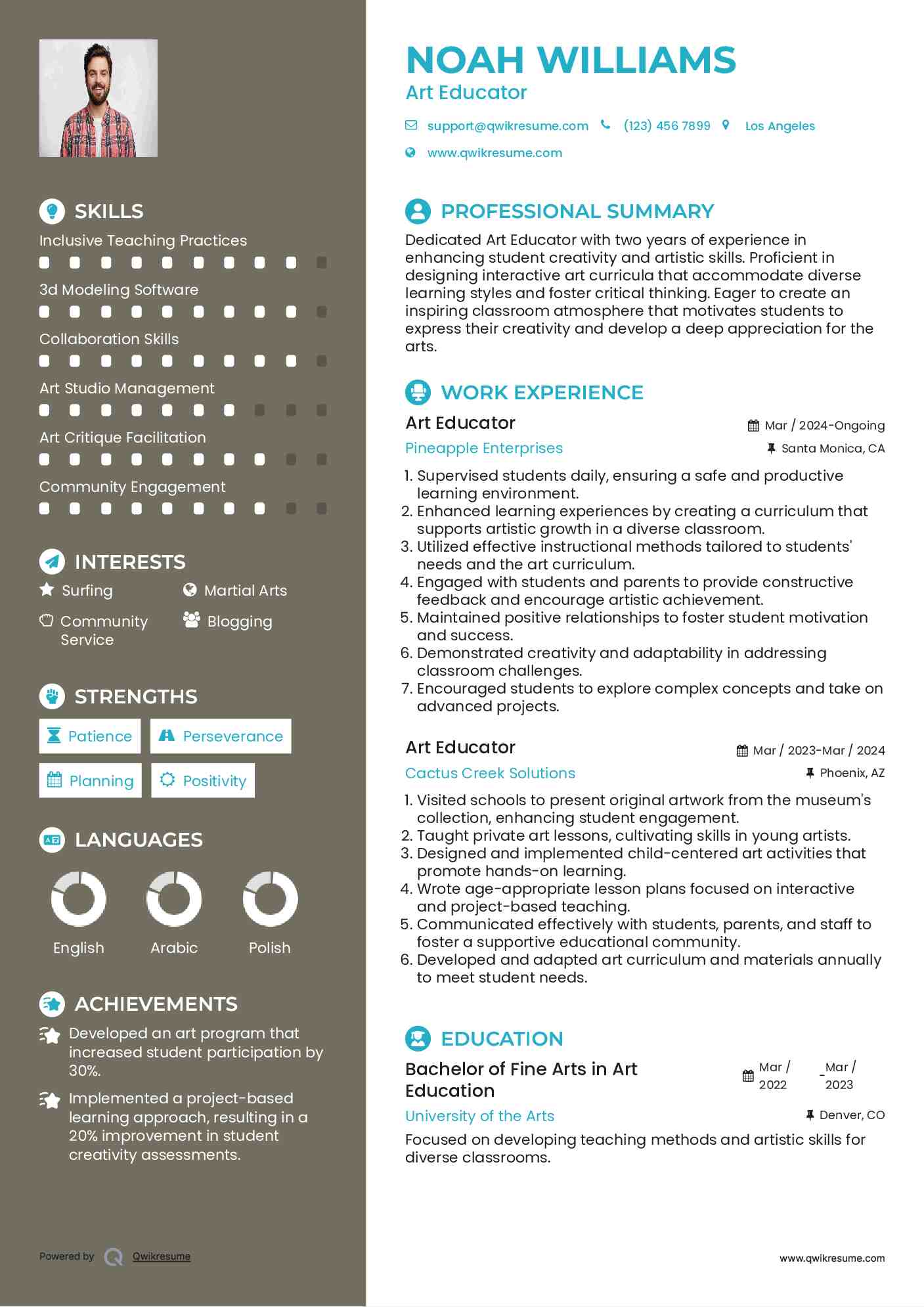 Art Educator Resume Model