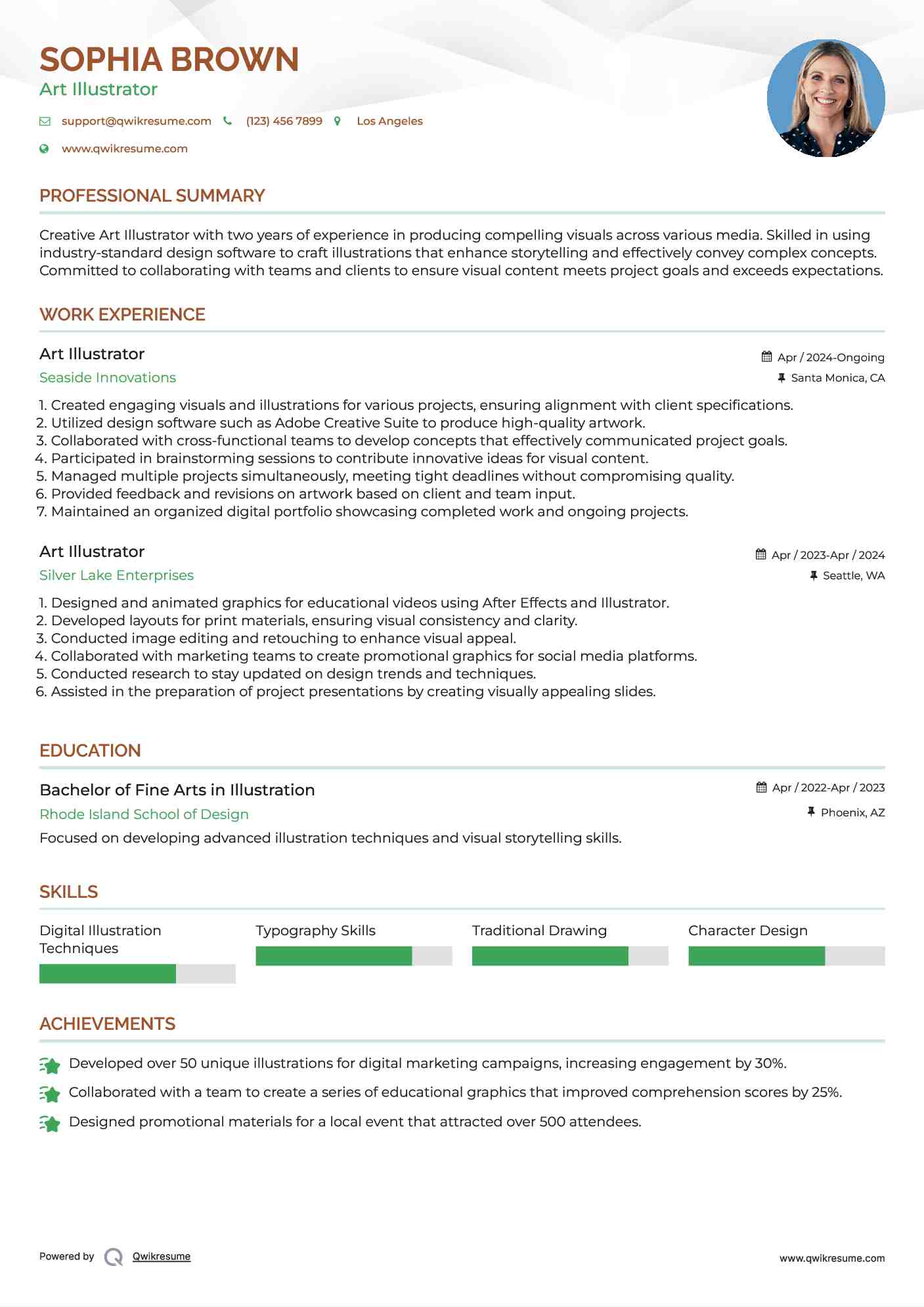 Art Illustrator Resume Model