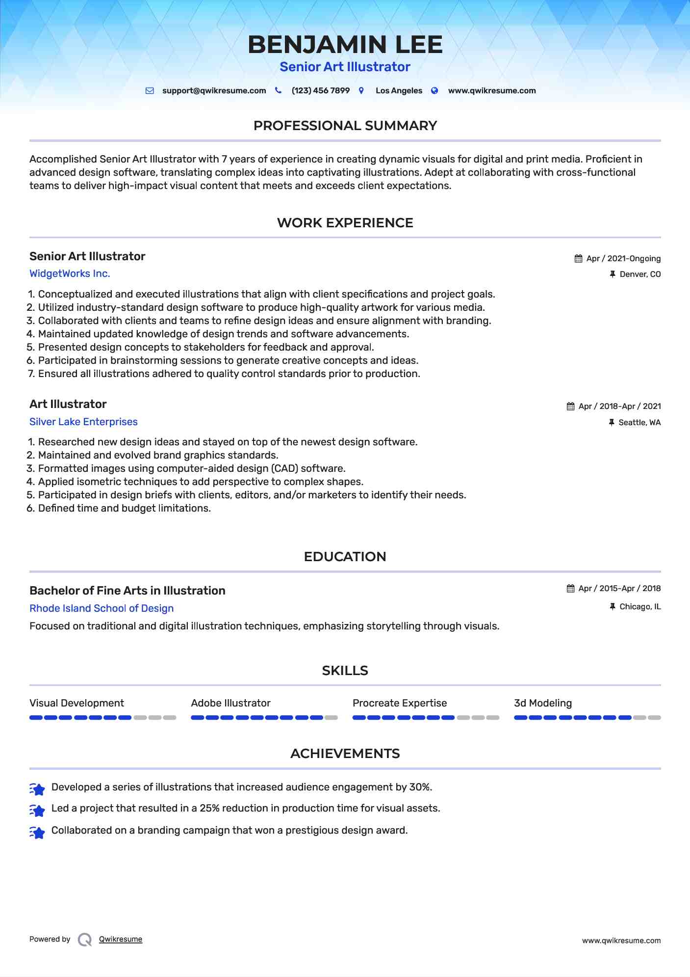 Senior Art Illustrator Resume Template