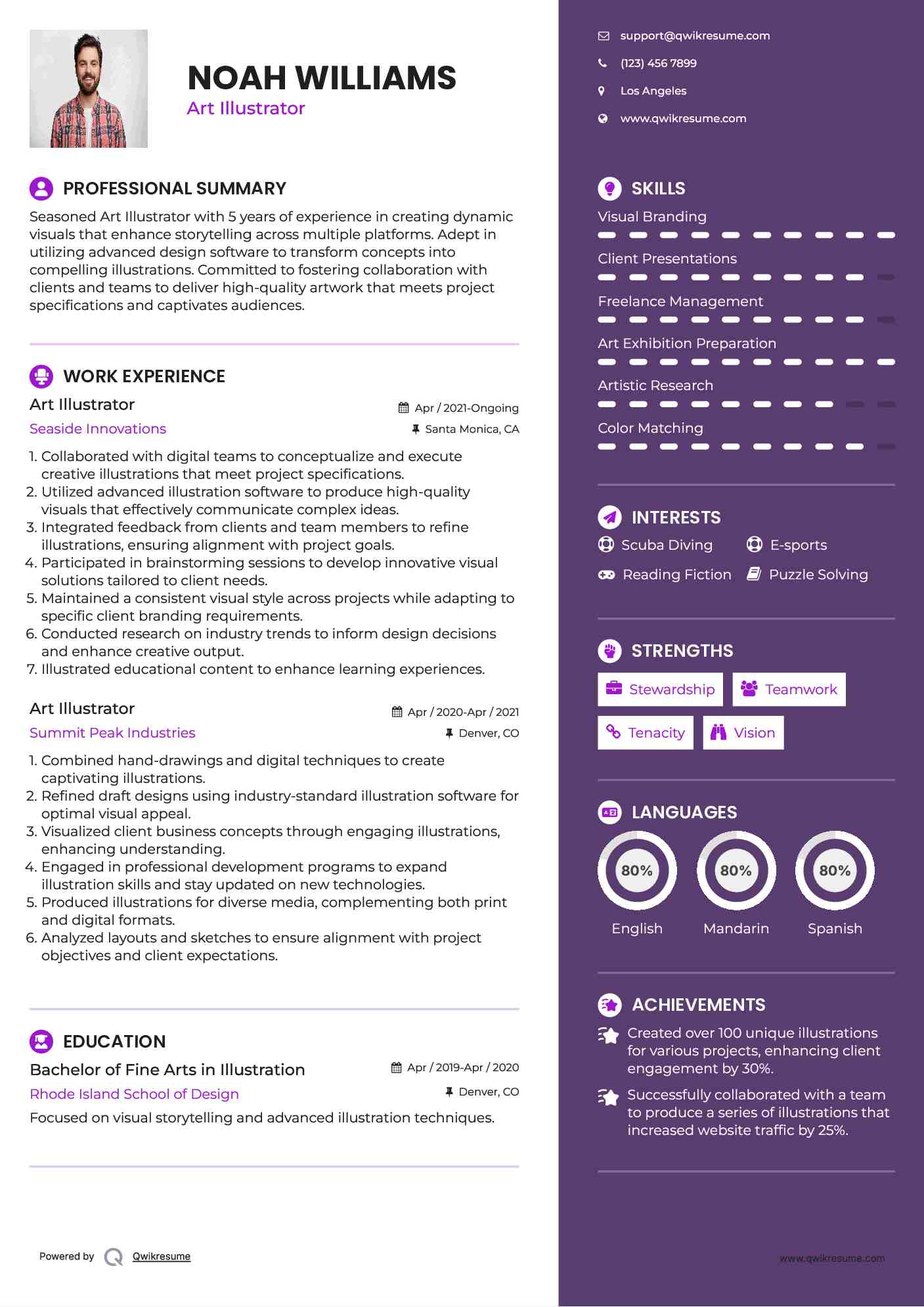 Art Illustrator Resume Example