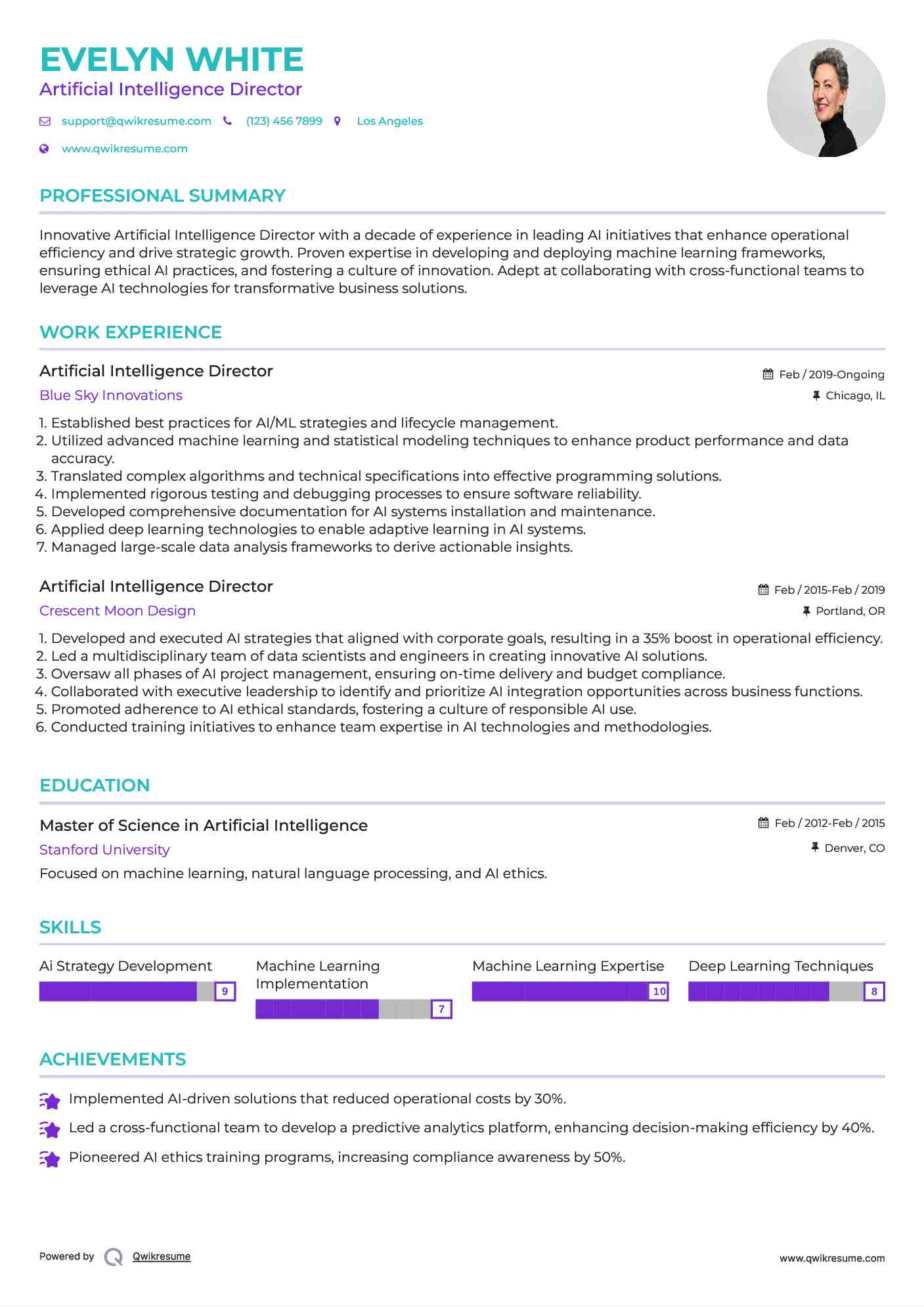 Artificial Intelligence Director Resume Format