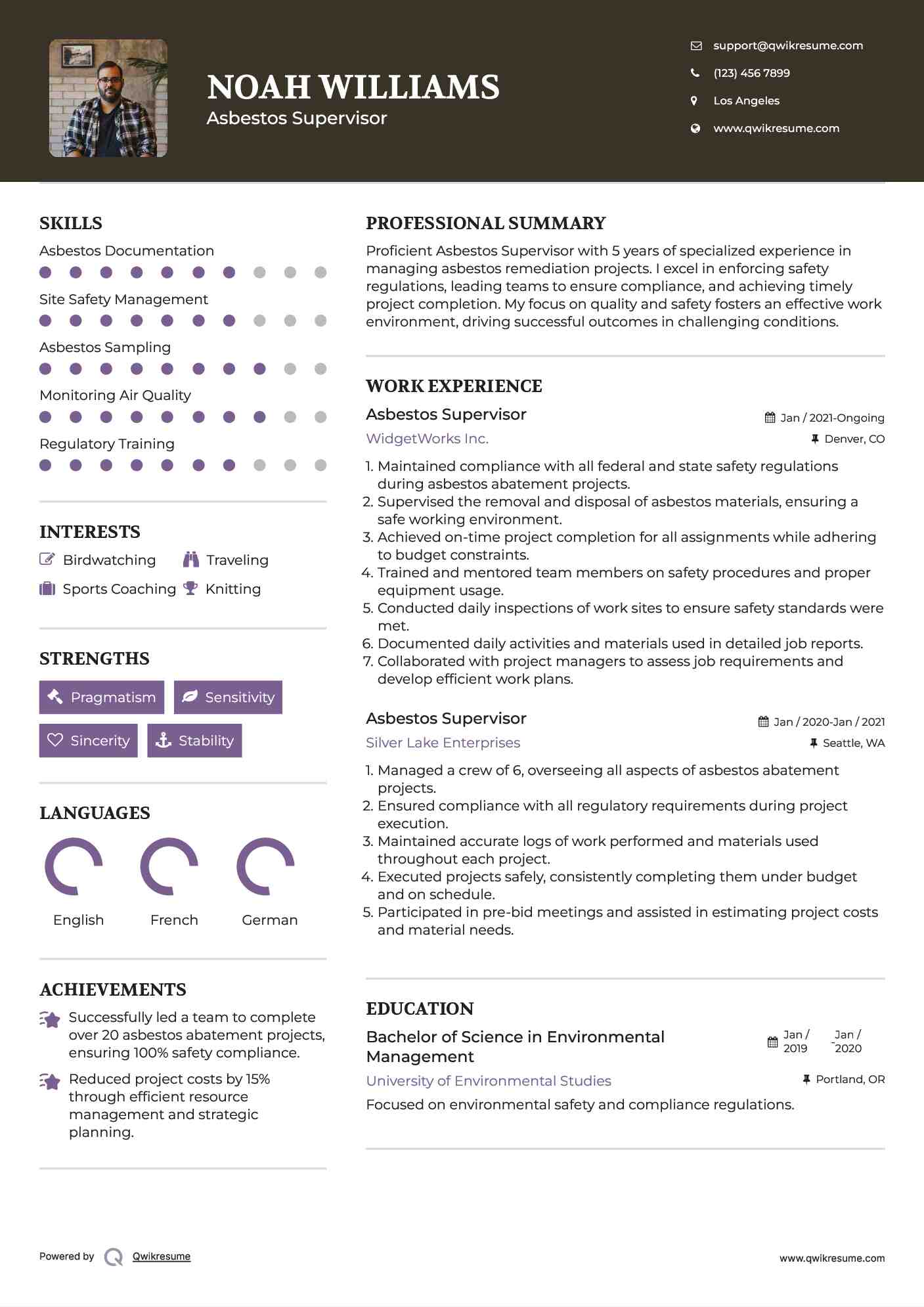 Asbestos Supervisor Resume Format